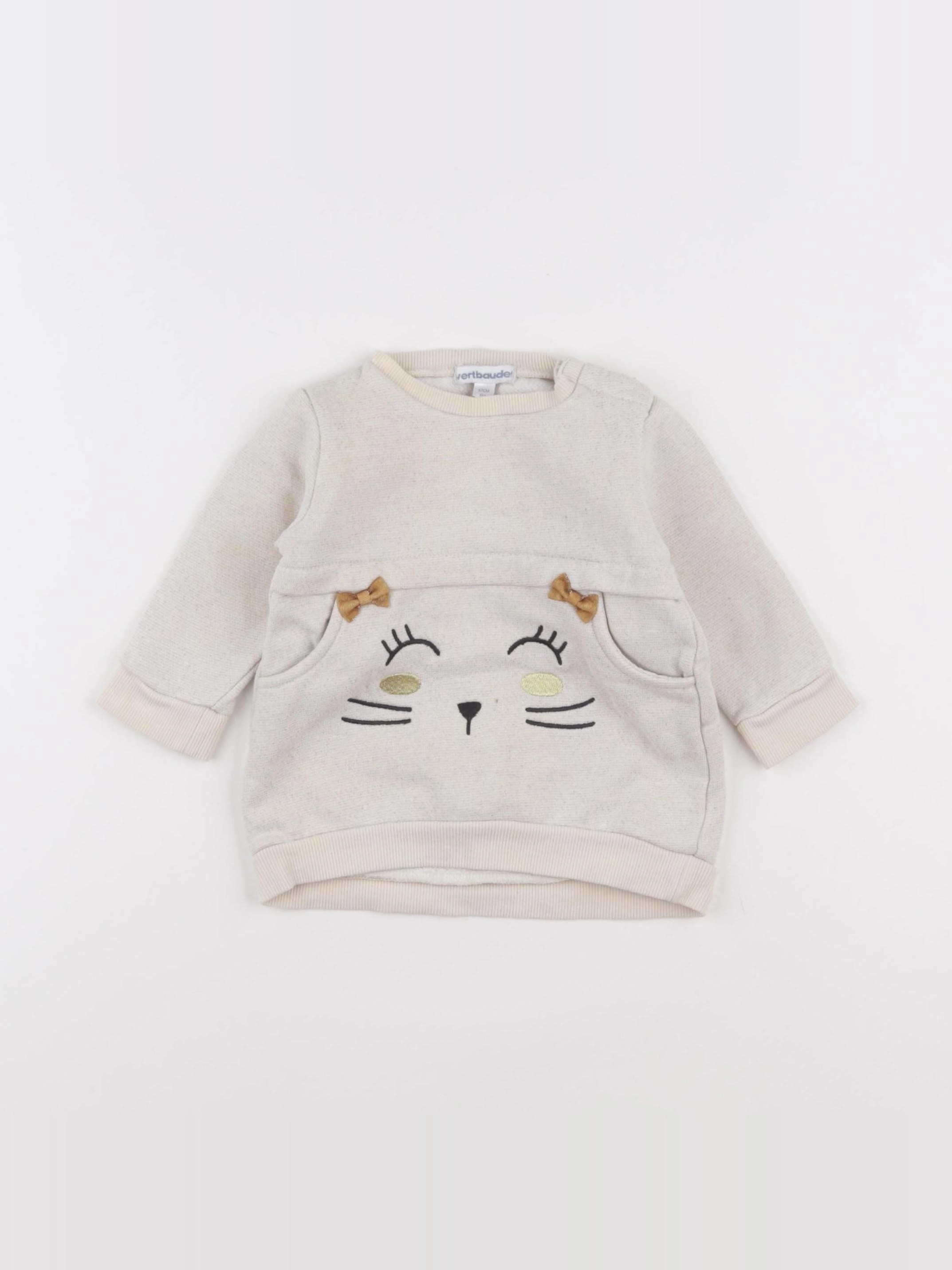 Vertbaudet - robe beige, or - 6 mois