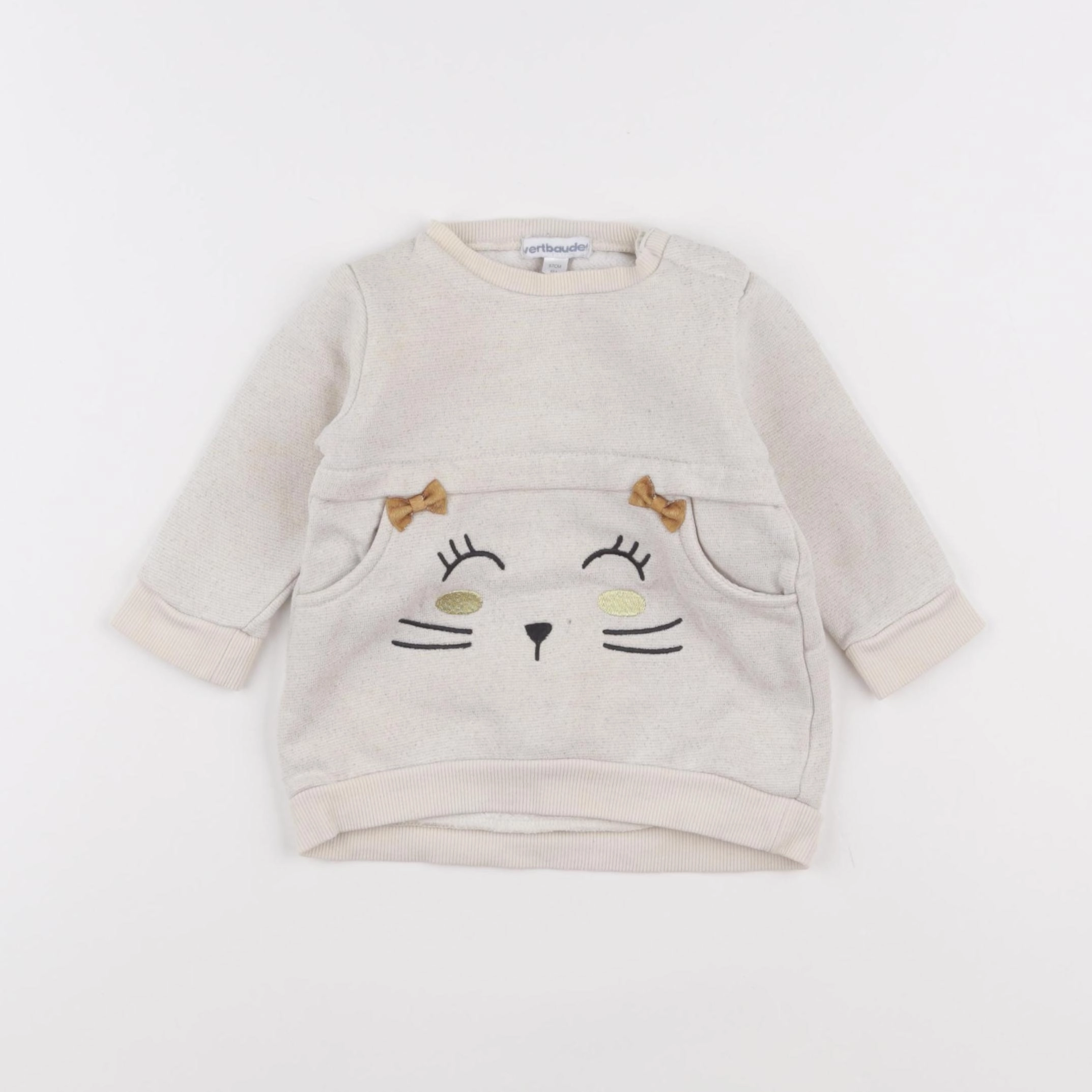 Vertbaudet - robe beige, or - 6 mois