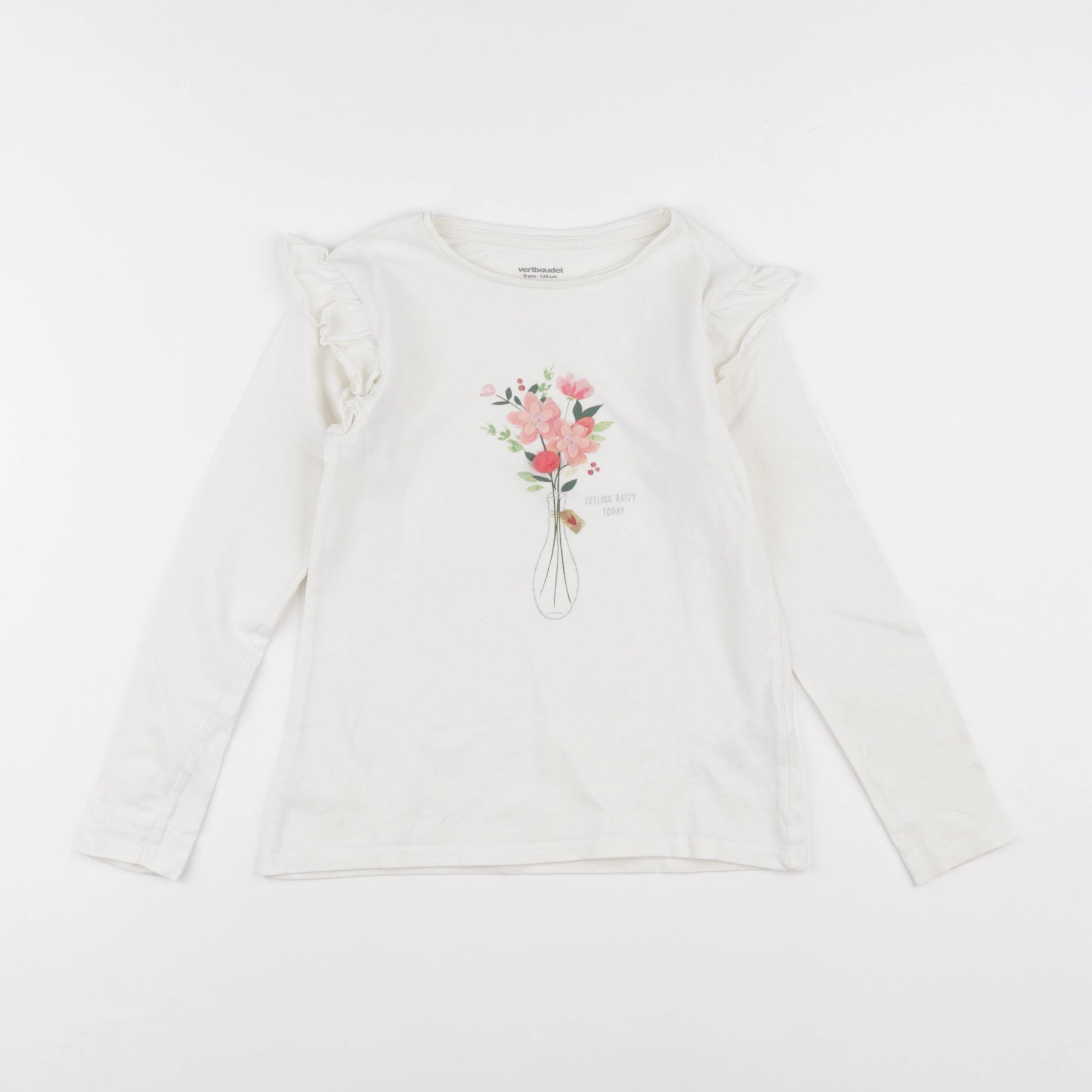 Vertbaudet - tee-shirt blanc - 8 ans