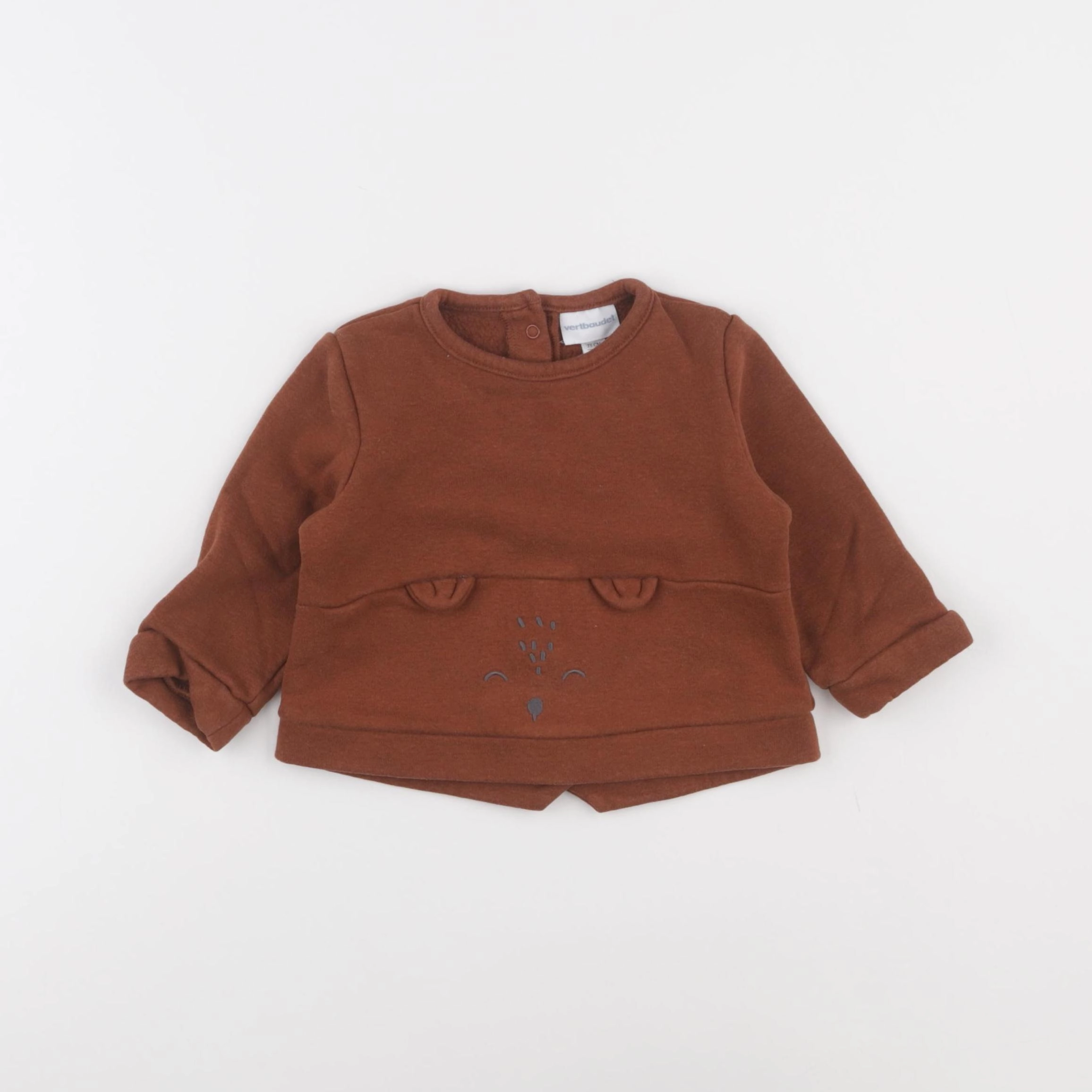 Vertbaudet - sweat marron - 9 mois