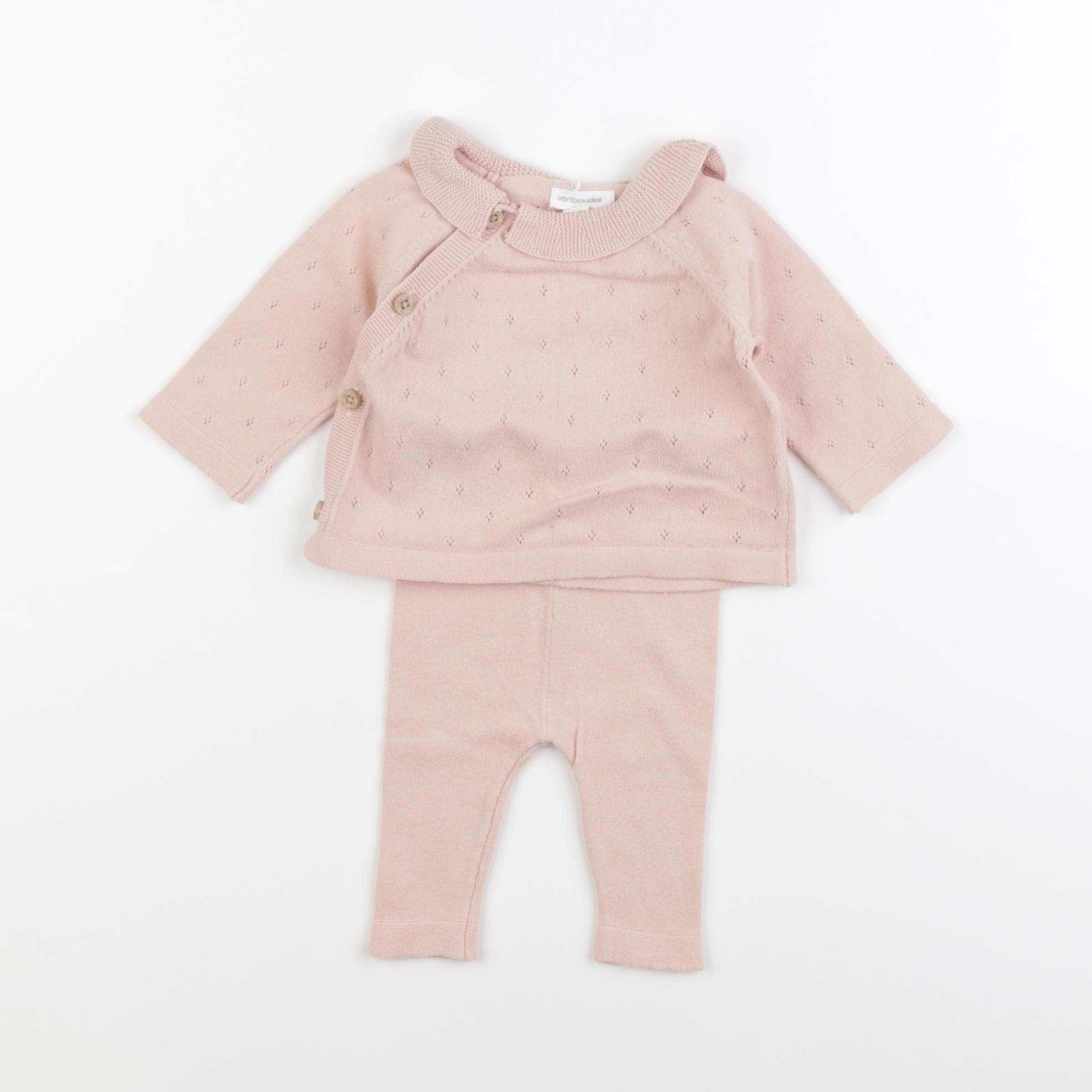 Vertbaudet - ensemble rose - 1 mois
