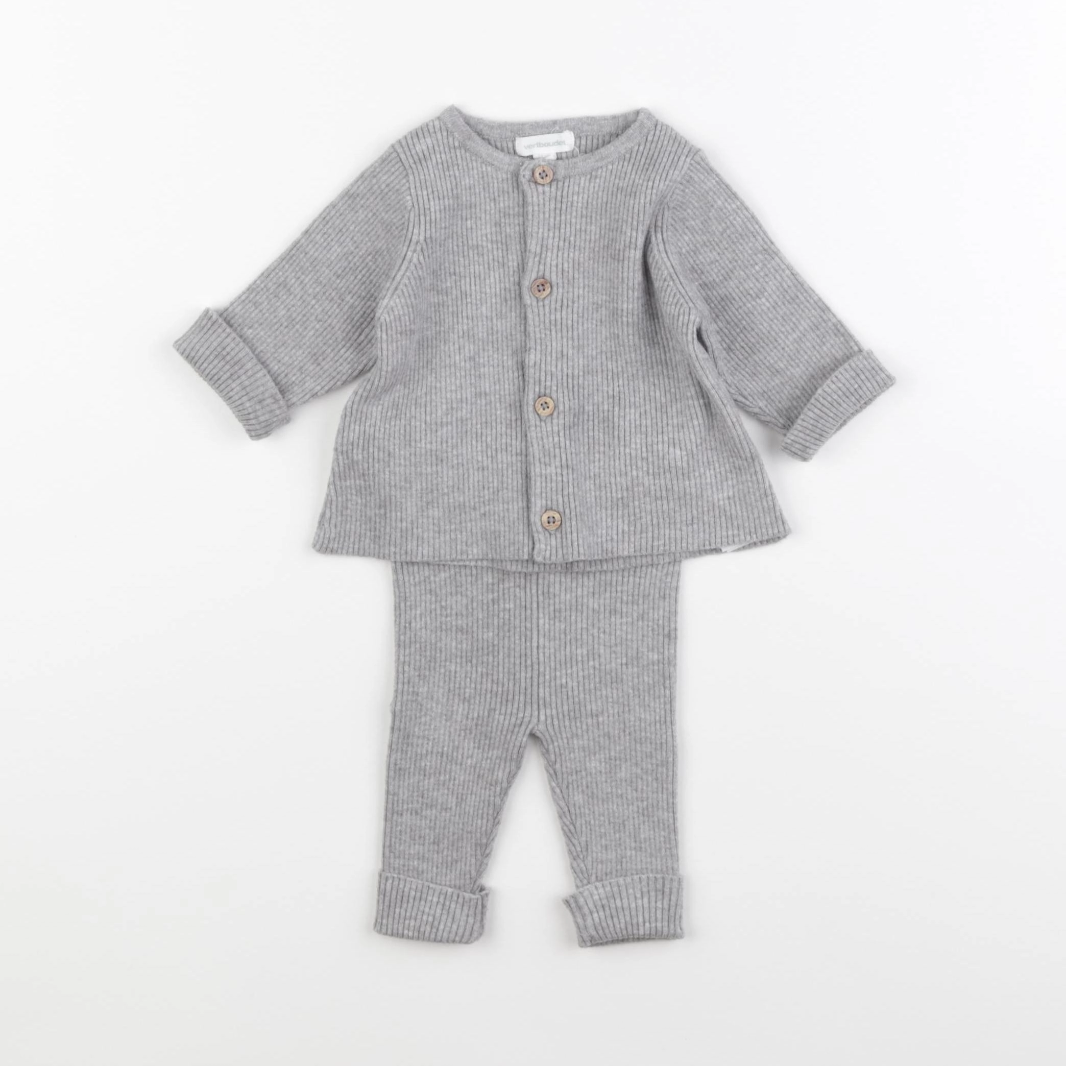 Vertbaudet - ensemble gris - 1 mois