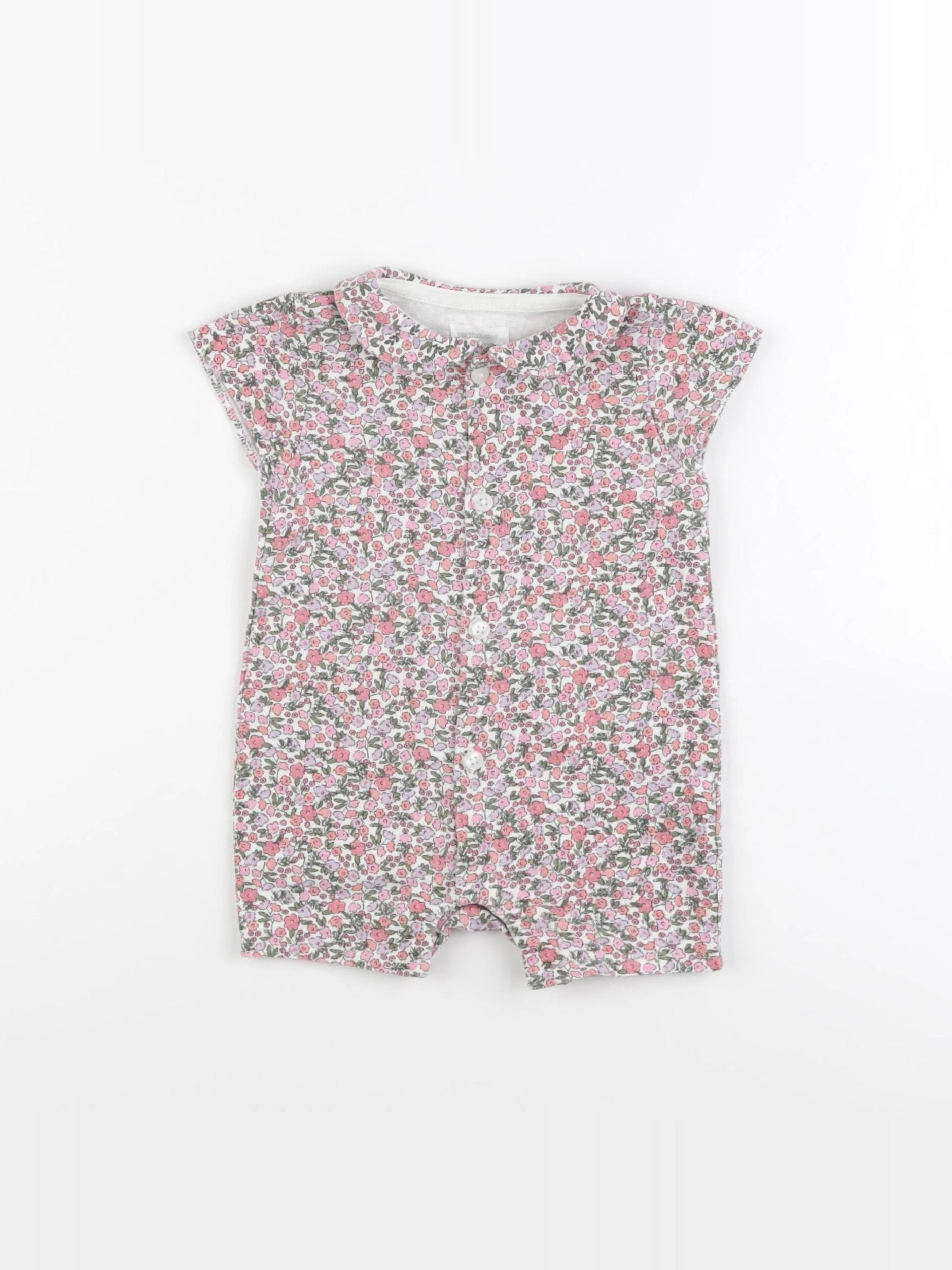 Vertbaudet - combinaison rose, vert - 6 mois