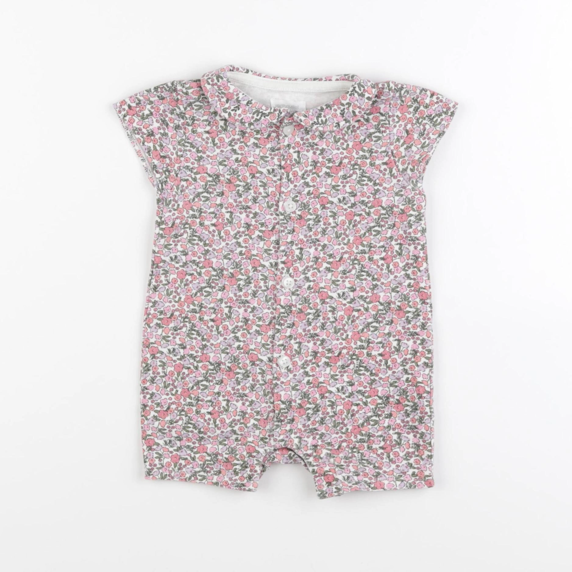 Vertbaudet - combinaison rose, vert - 6 mois
