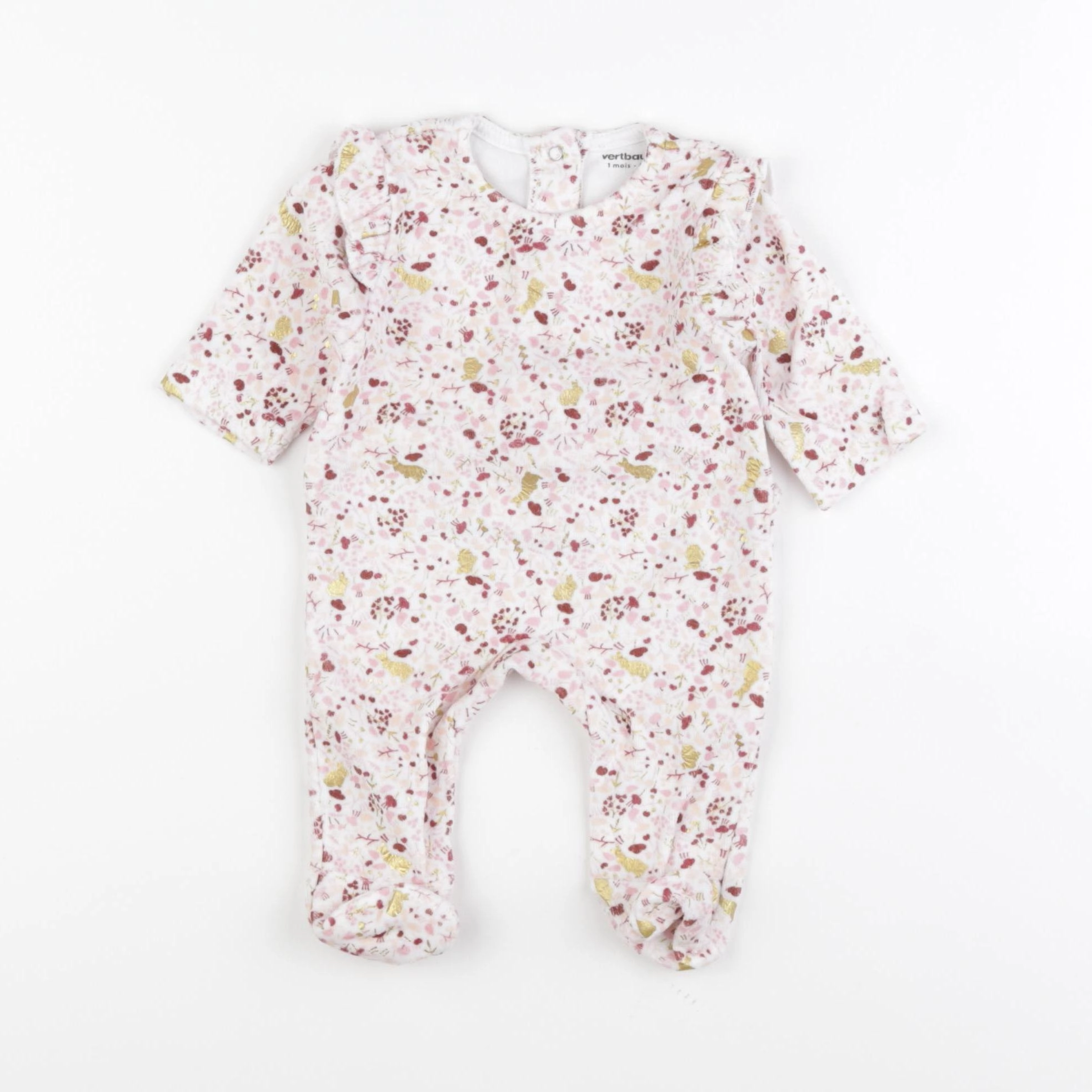 Vertbaudet - pyjama velours rose - 1 mois