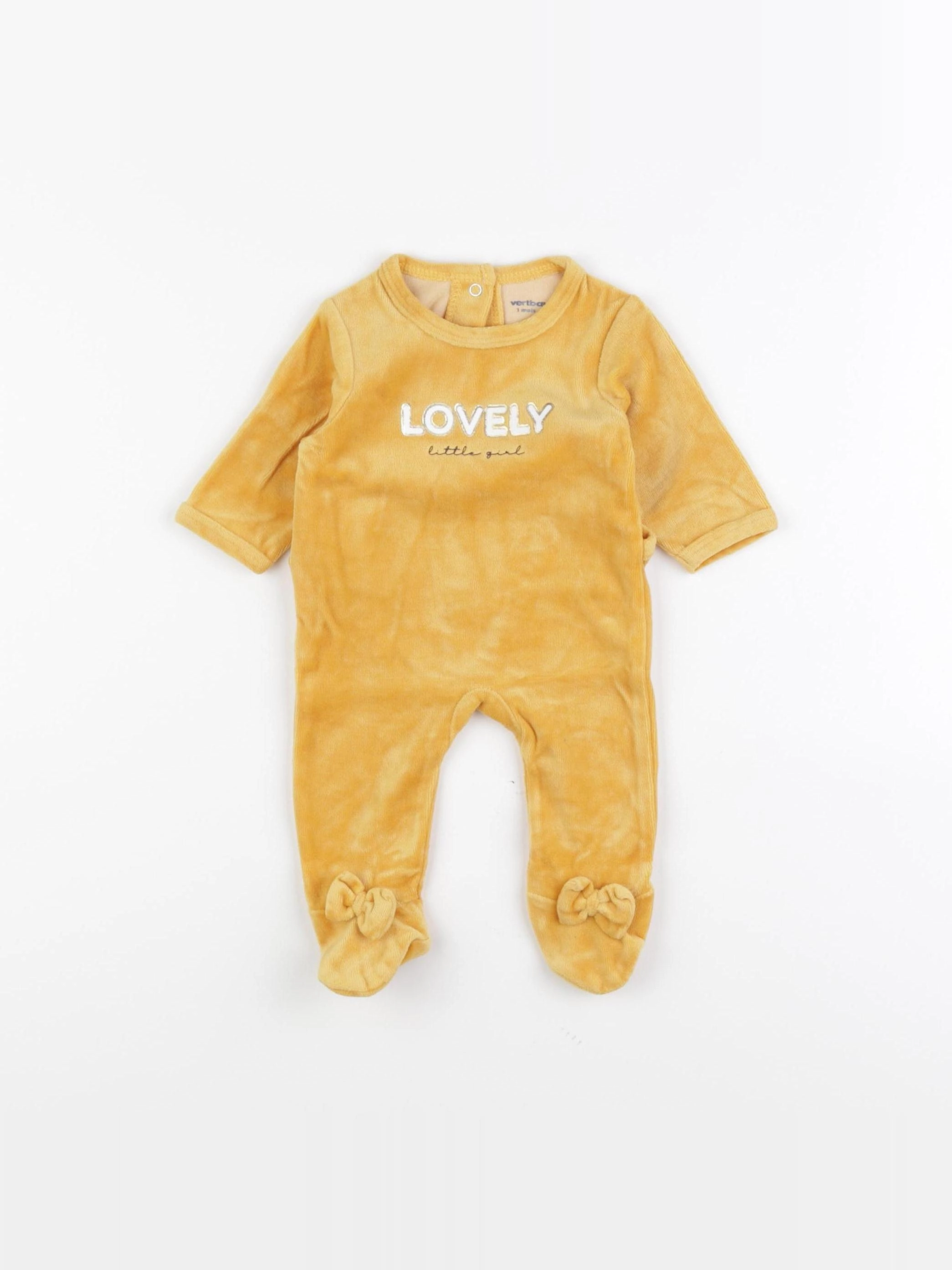 Vertbaudet - pyjama velours jaune - 1 mois