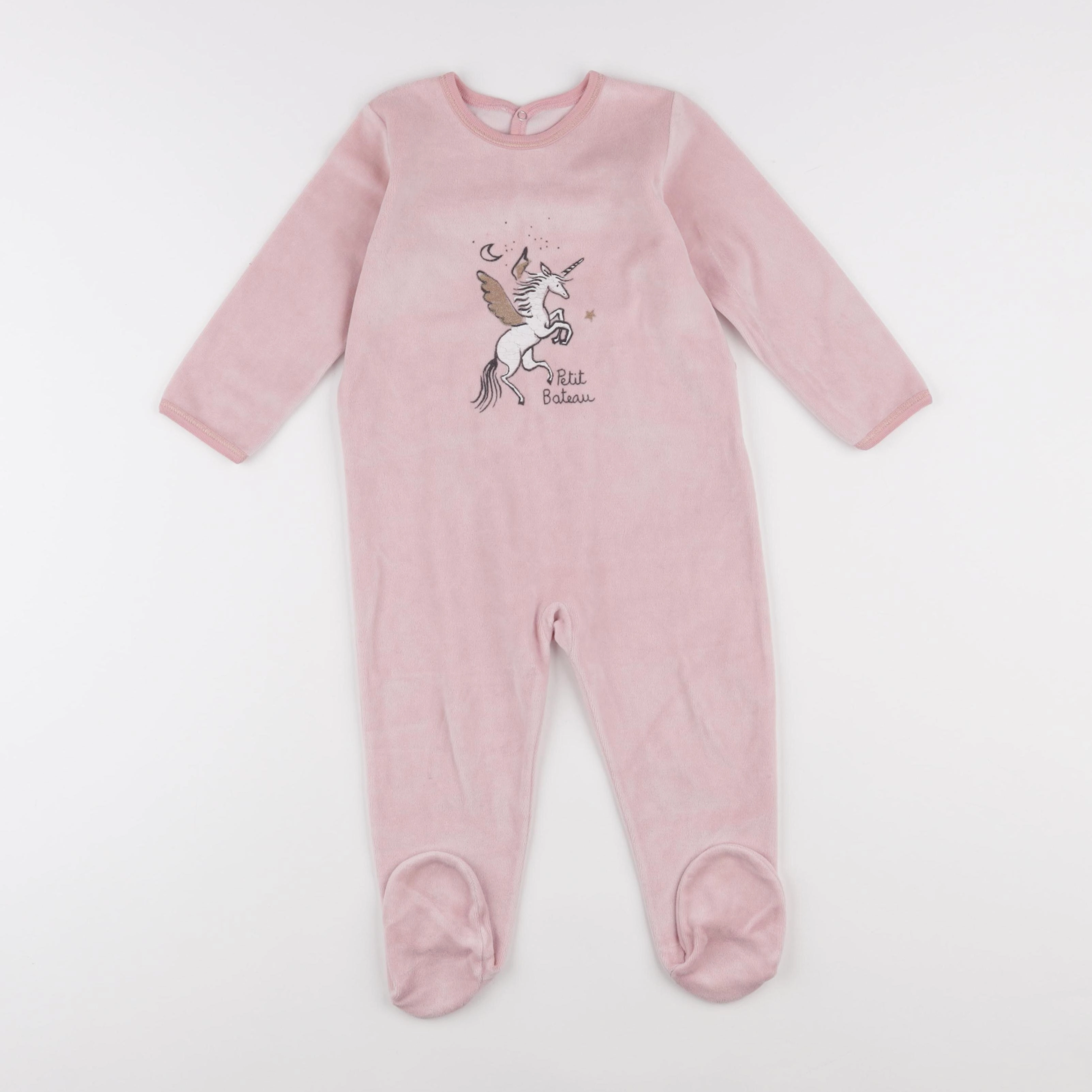 Petit Bateau - pyjama velours rose - 24 mois