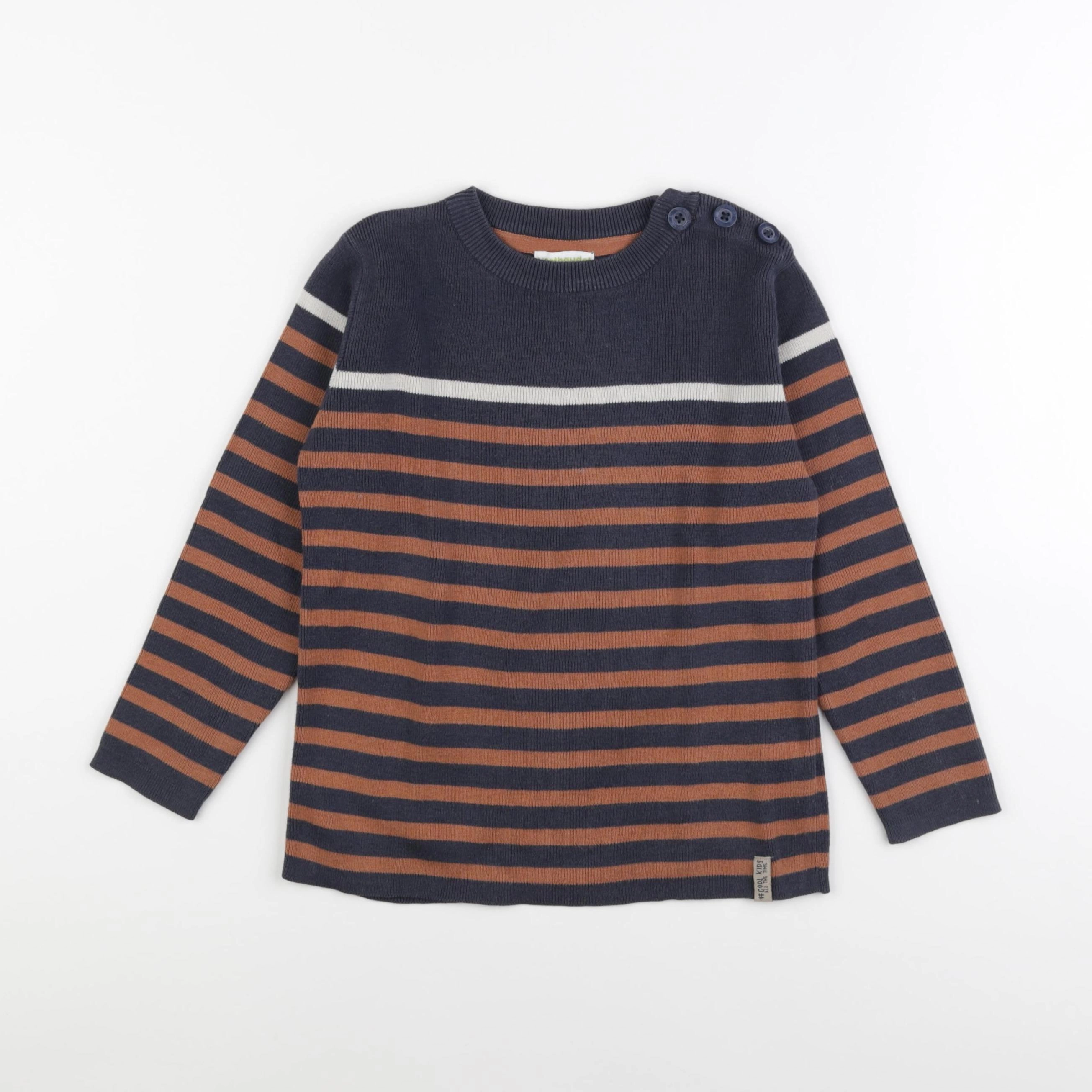 Vertbaudet - pull bleu, marron - 6 ans