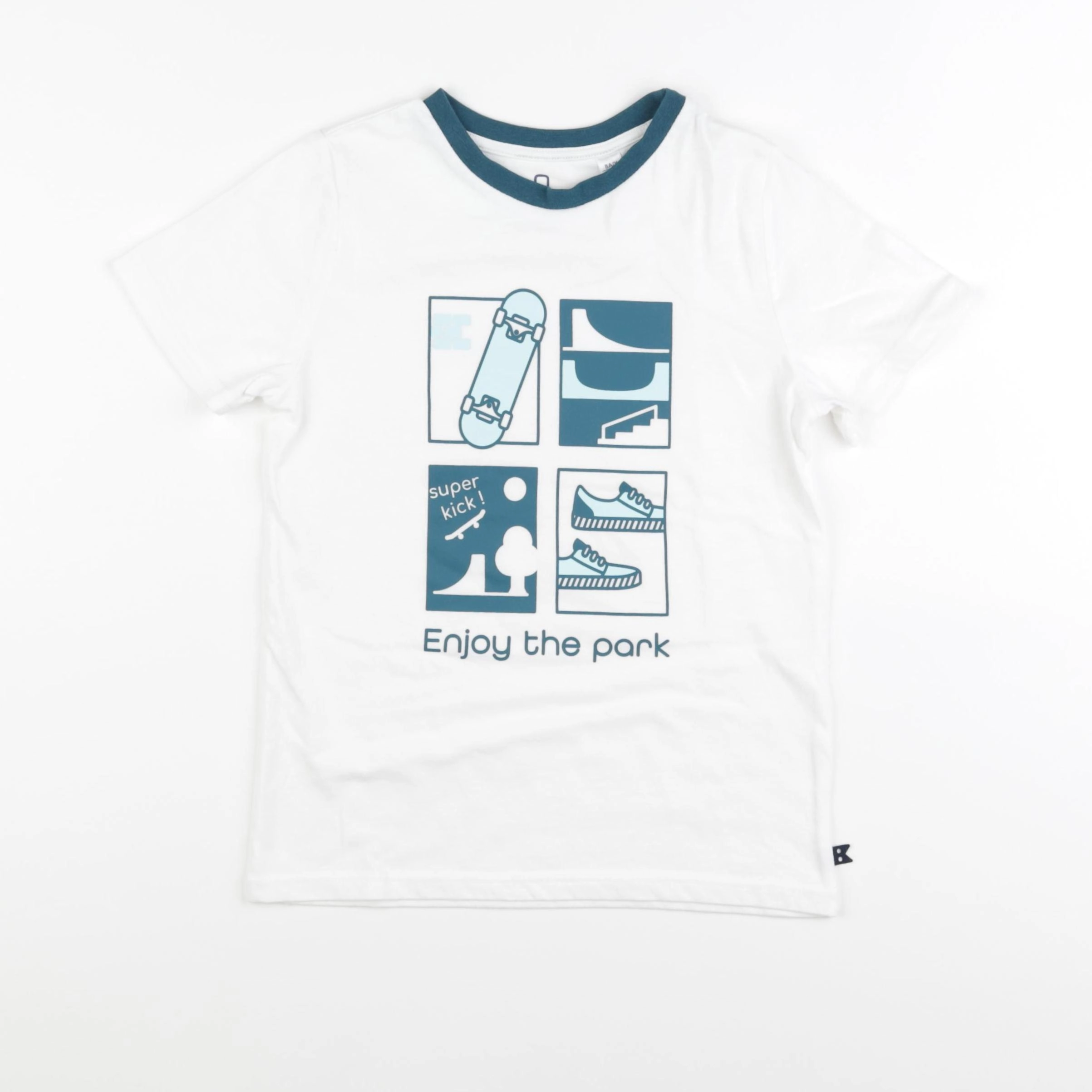 Okaidi - tee-shirt blanc, vert - 8 ans