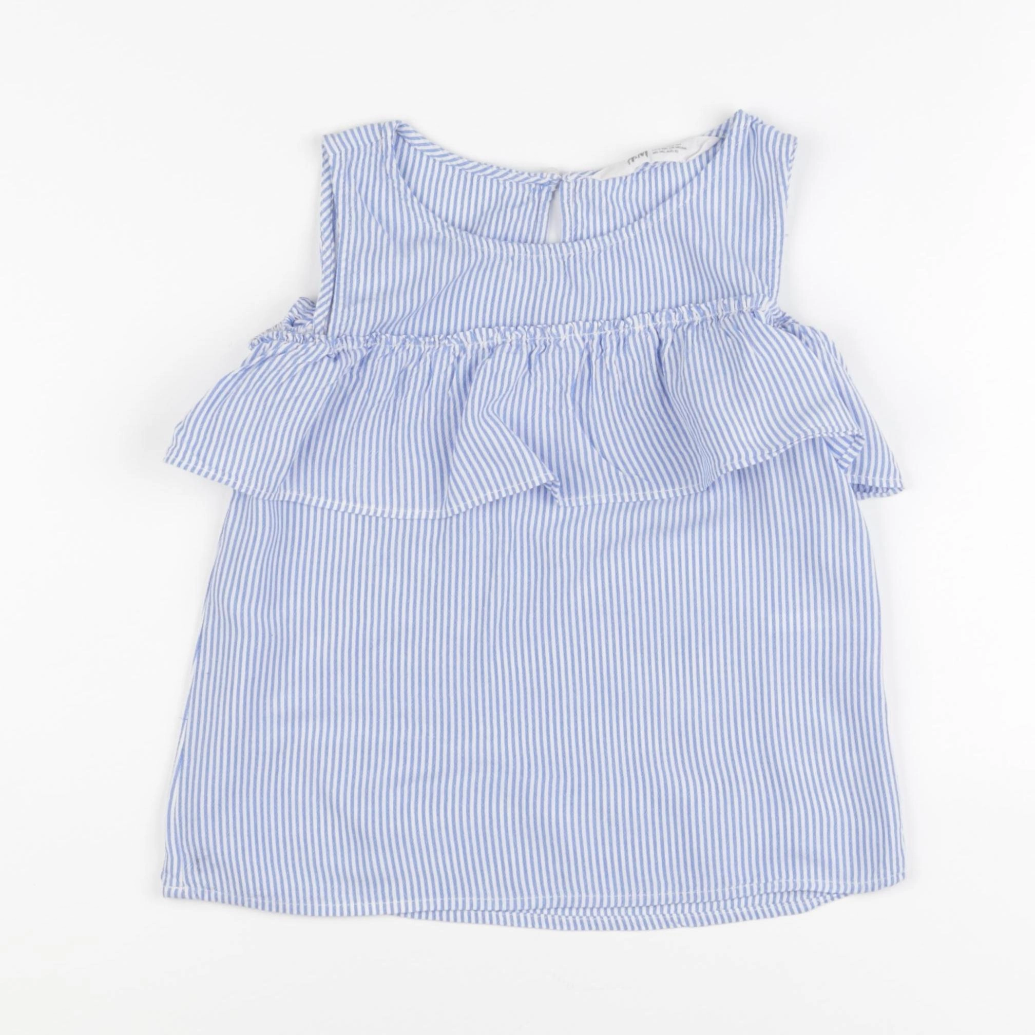 H&M - blouse bleu, blanc - 9/10 ans