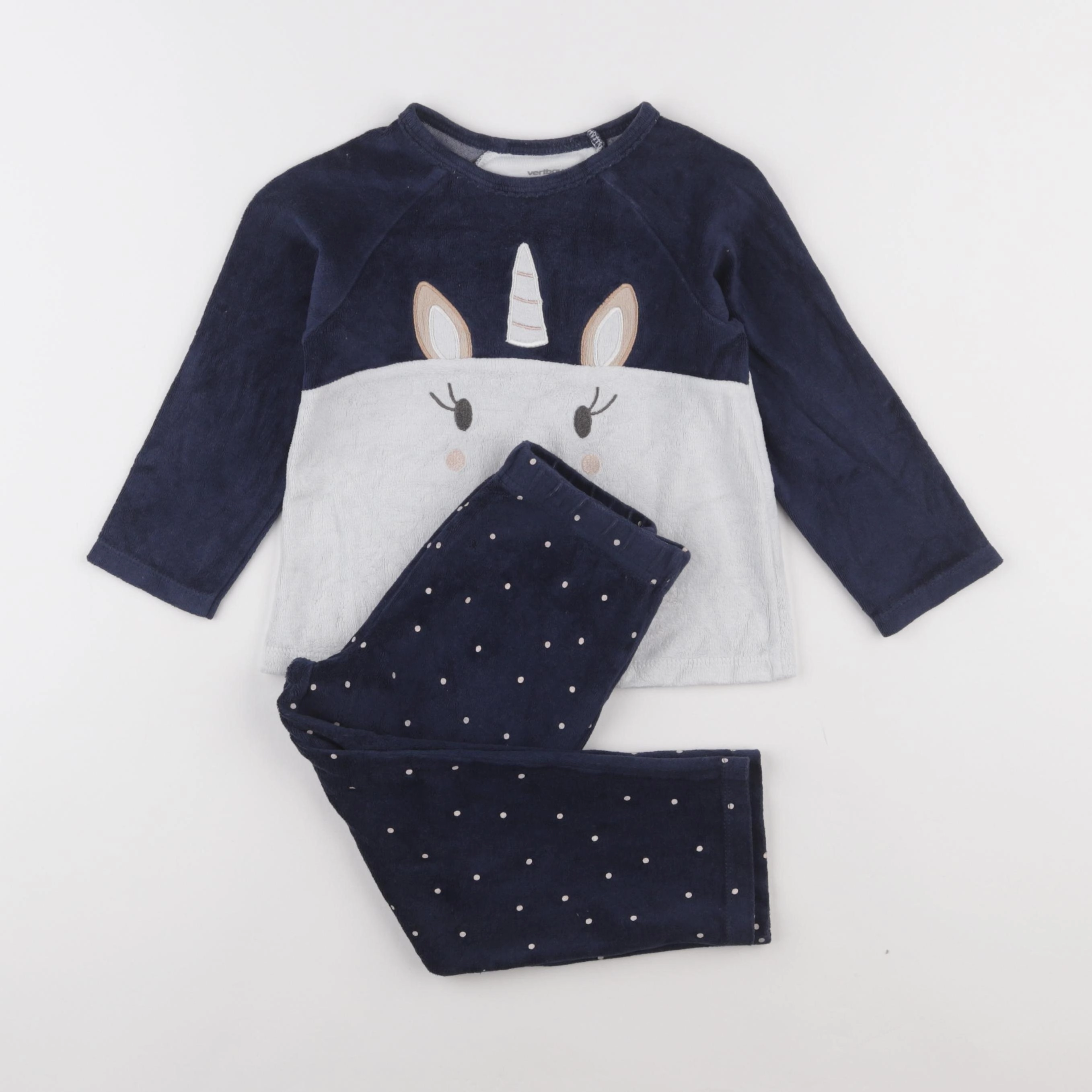 Vertbaudet - pyjama velours bleu - 4 ans