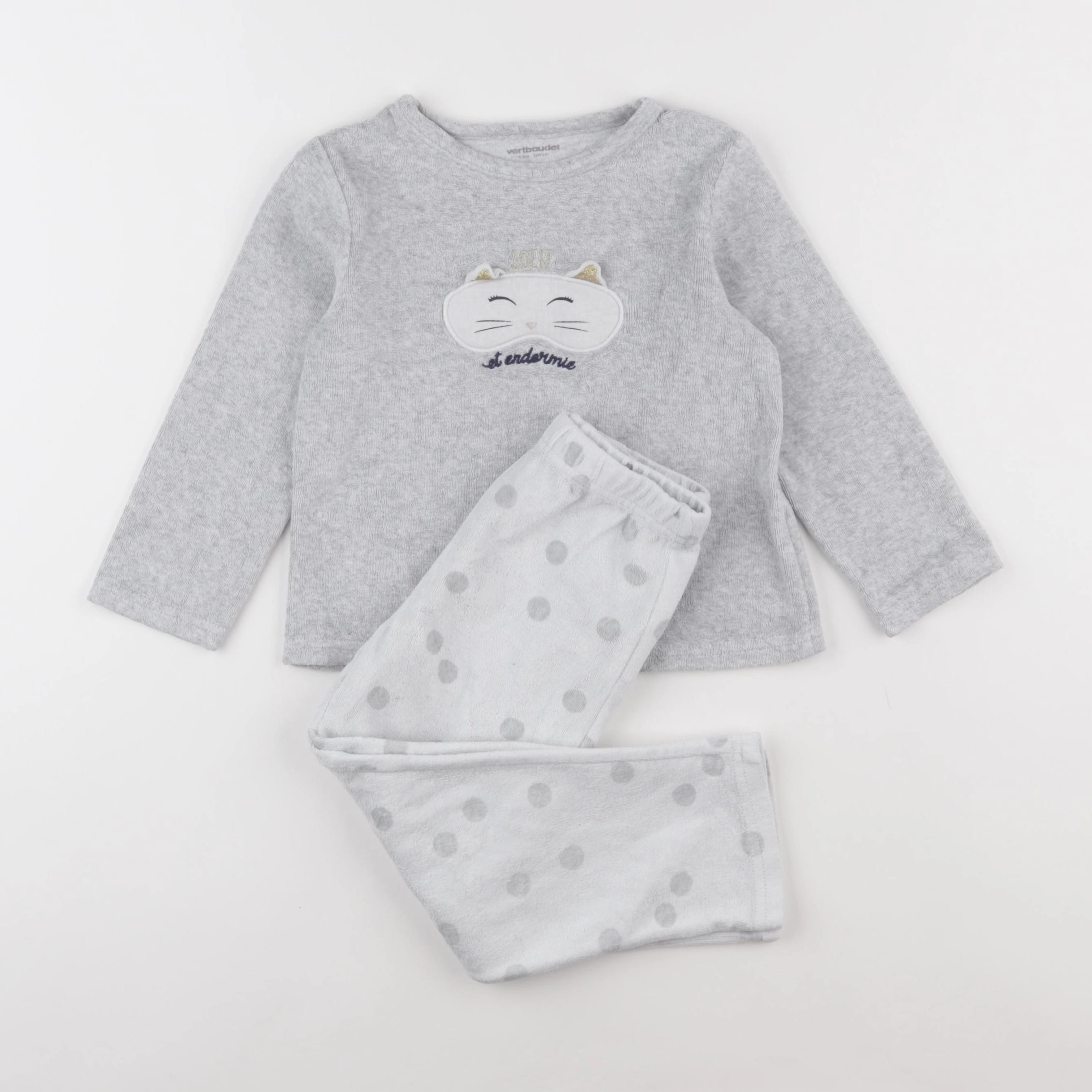 Vertbaudet - pyjama velours gris - 4 ans