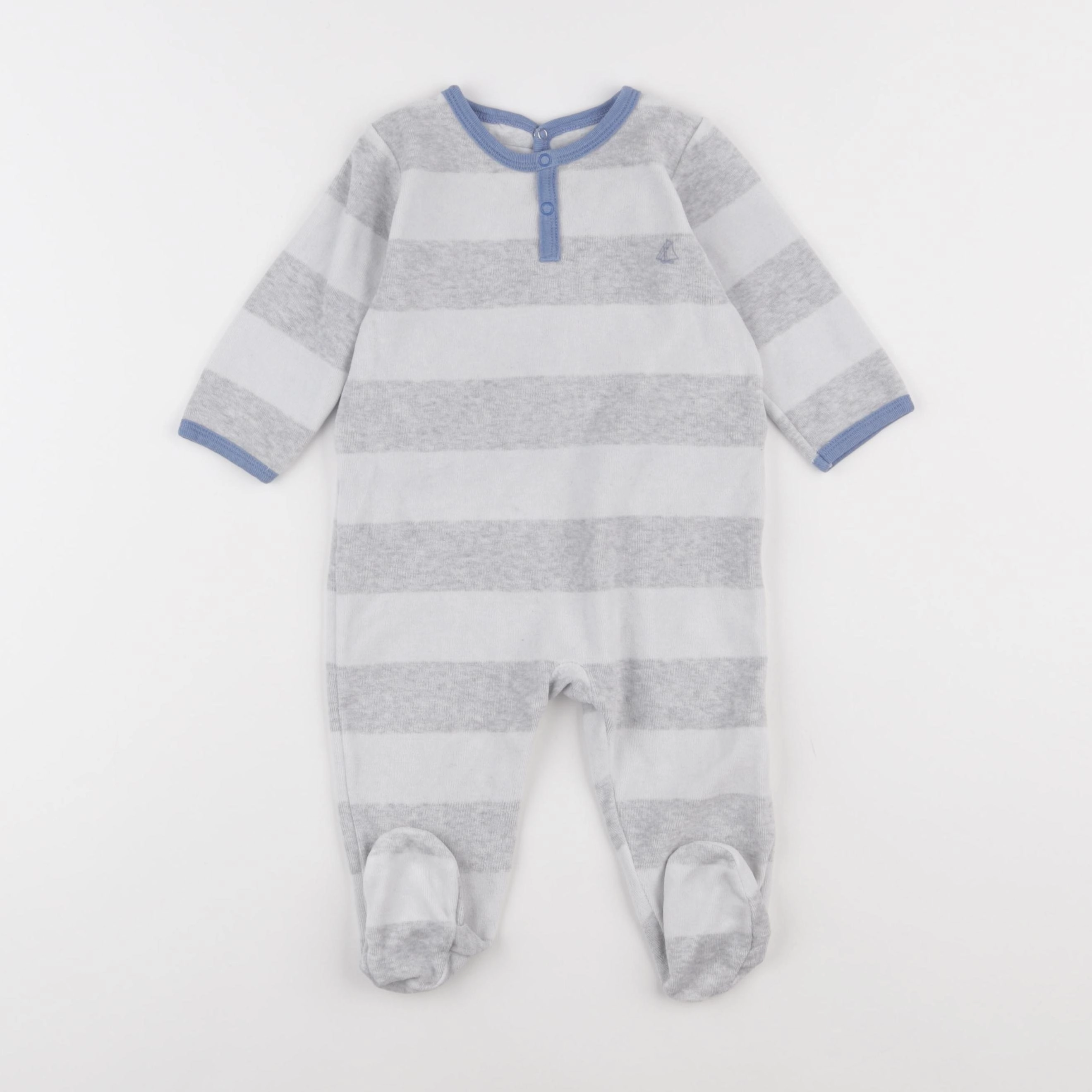 Petit Bateau - pyjama velours blanc, gris - 9 mois