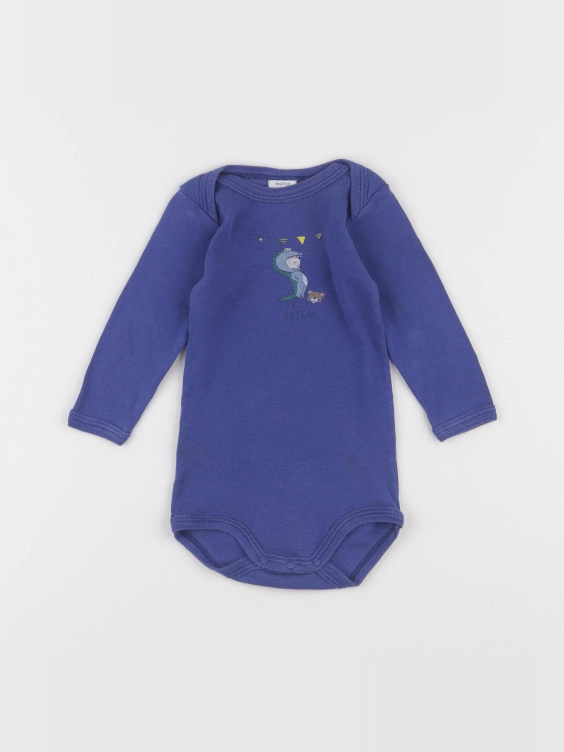 Petit Bateau - body bleu - 6 mois