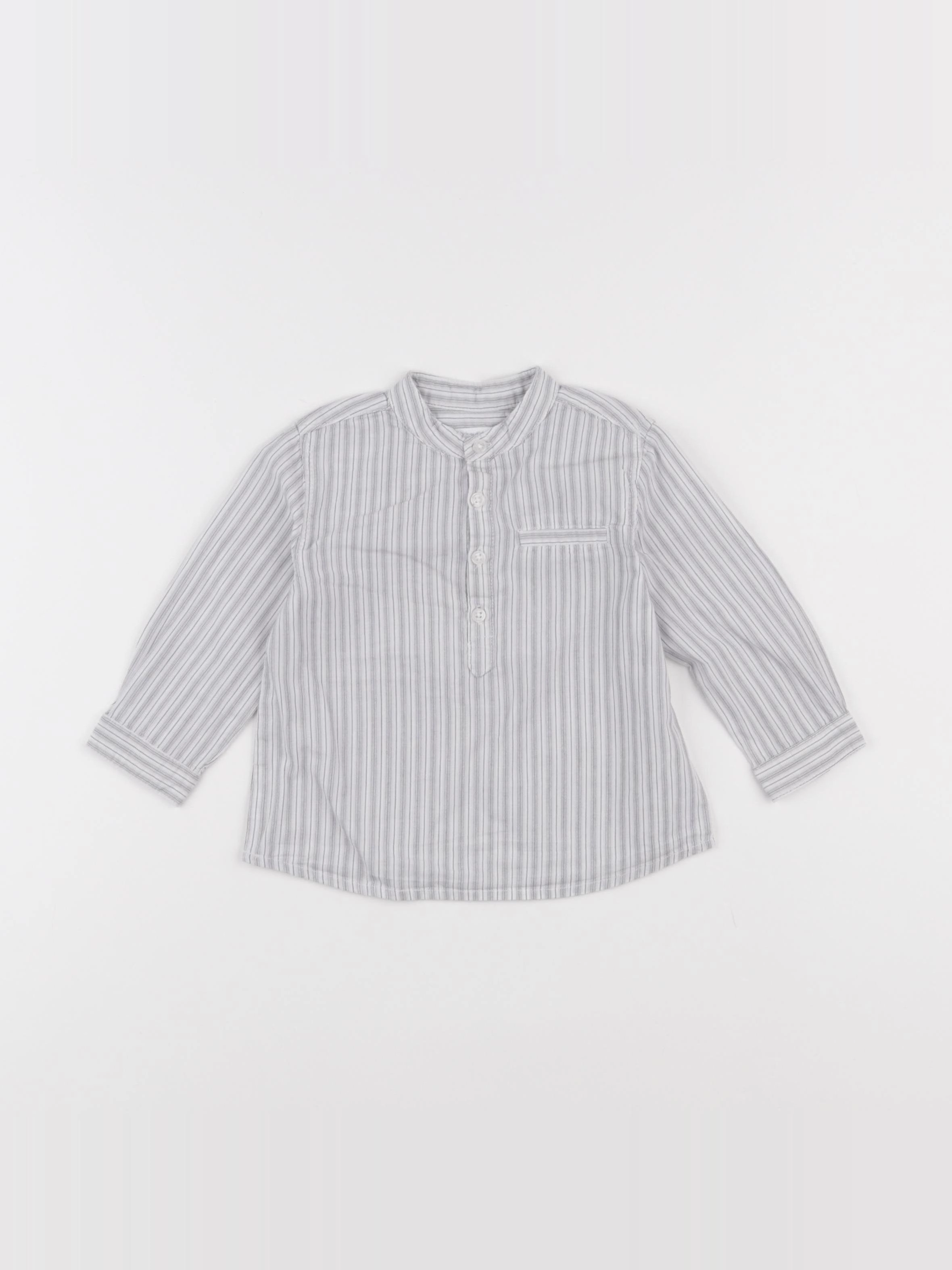 Boutchou - chemise blanc, gris - 9 mois