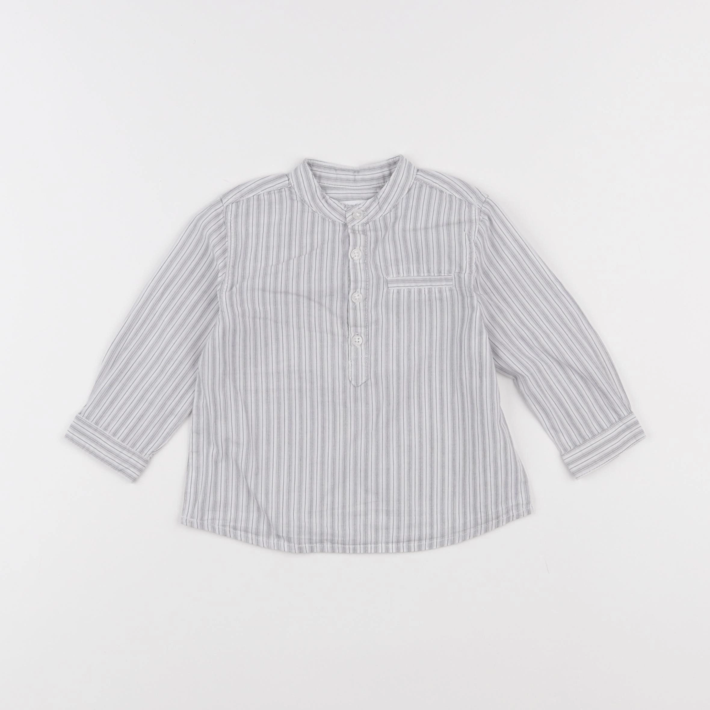 Boutchou - chemise blanc, gris - 9 mois