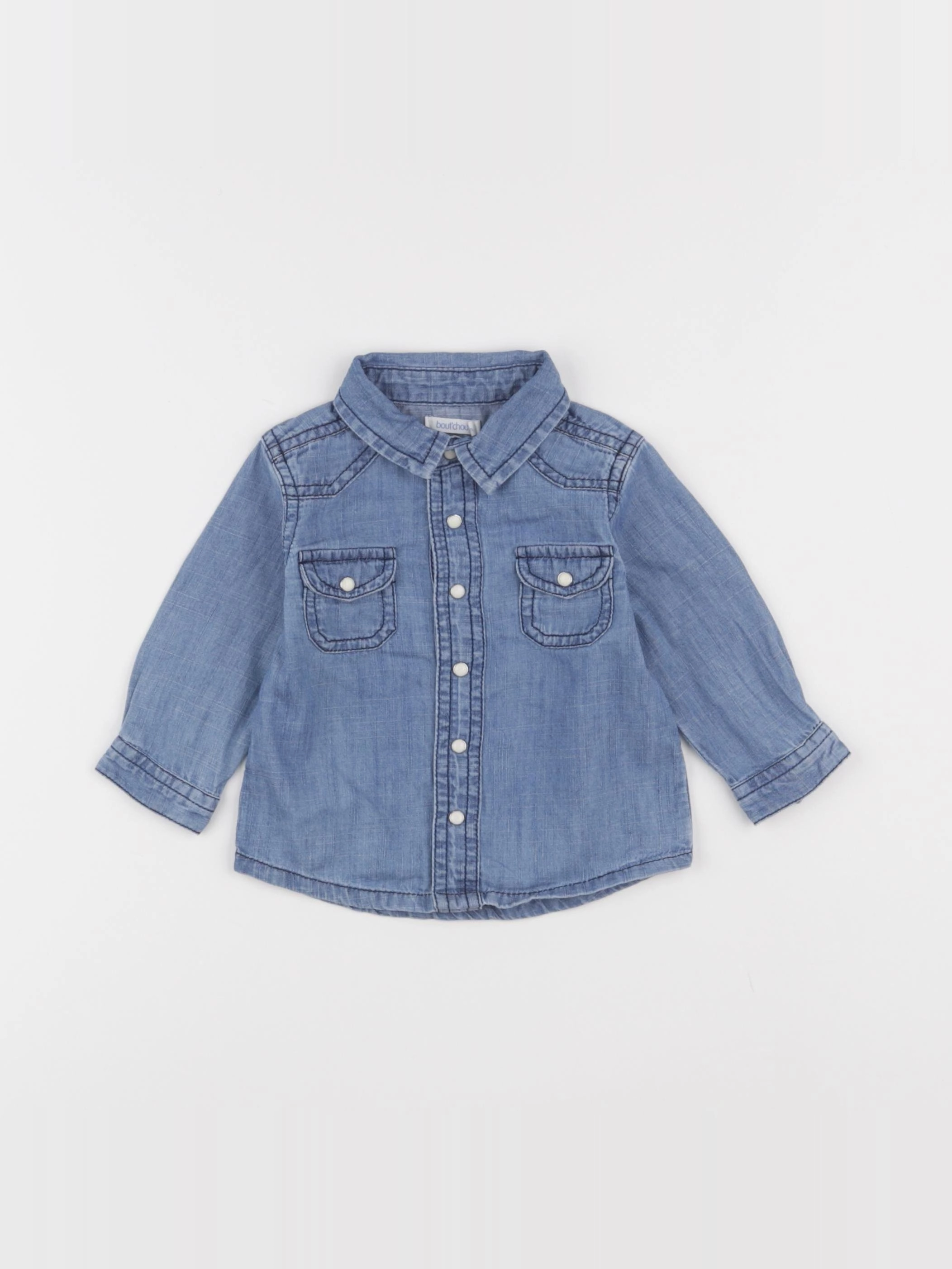 Boutchou - chemise bleu - 6 mois
