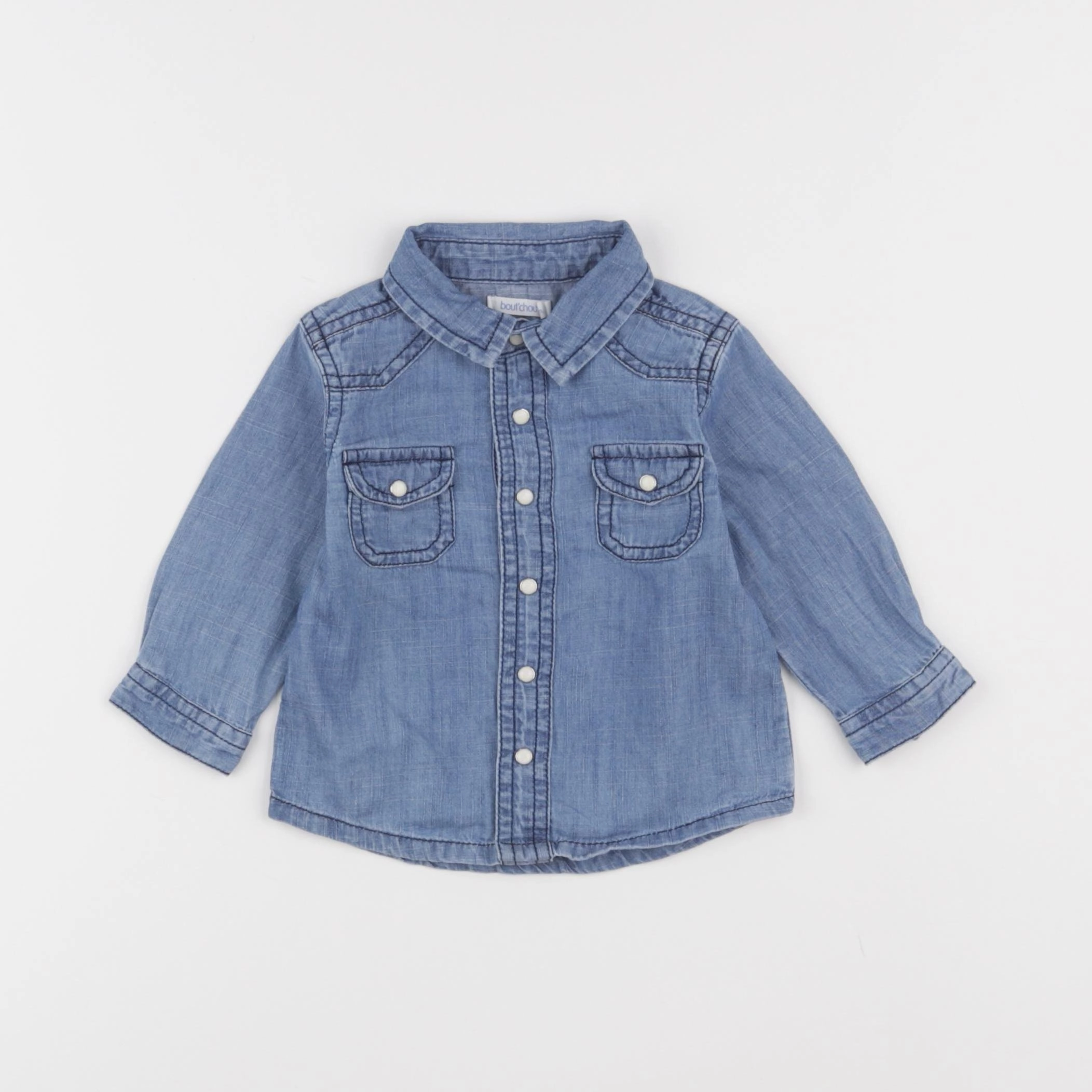 Boutchou - chemise bleu - 6 mois