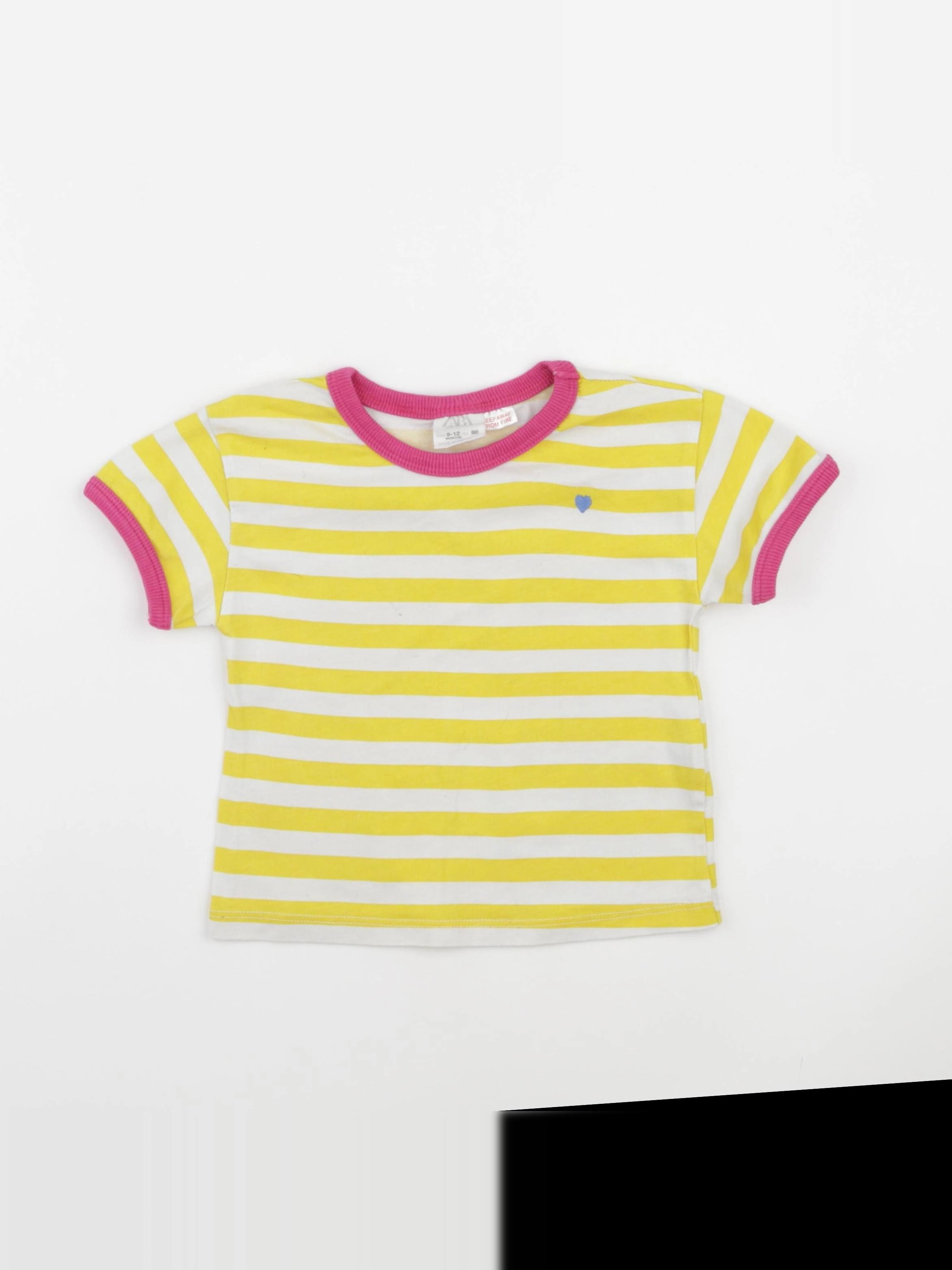 Zara - tee-shirt blanc, jaune - 9/12 mois