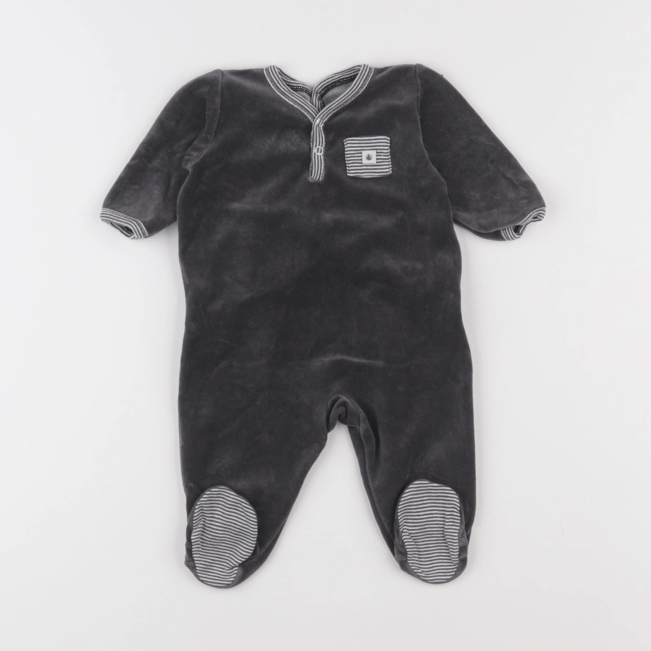 Petit Bateau - pyjama velours gris - 3 mois