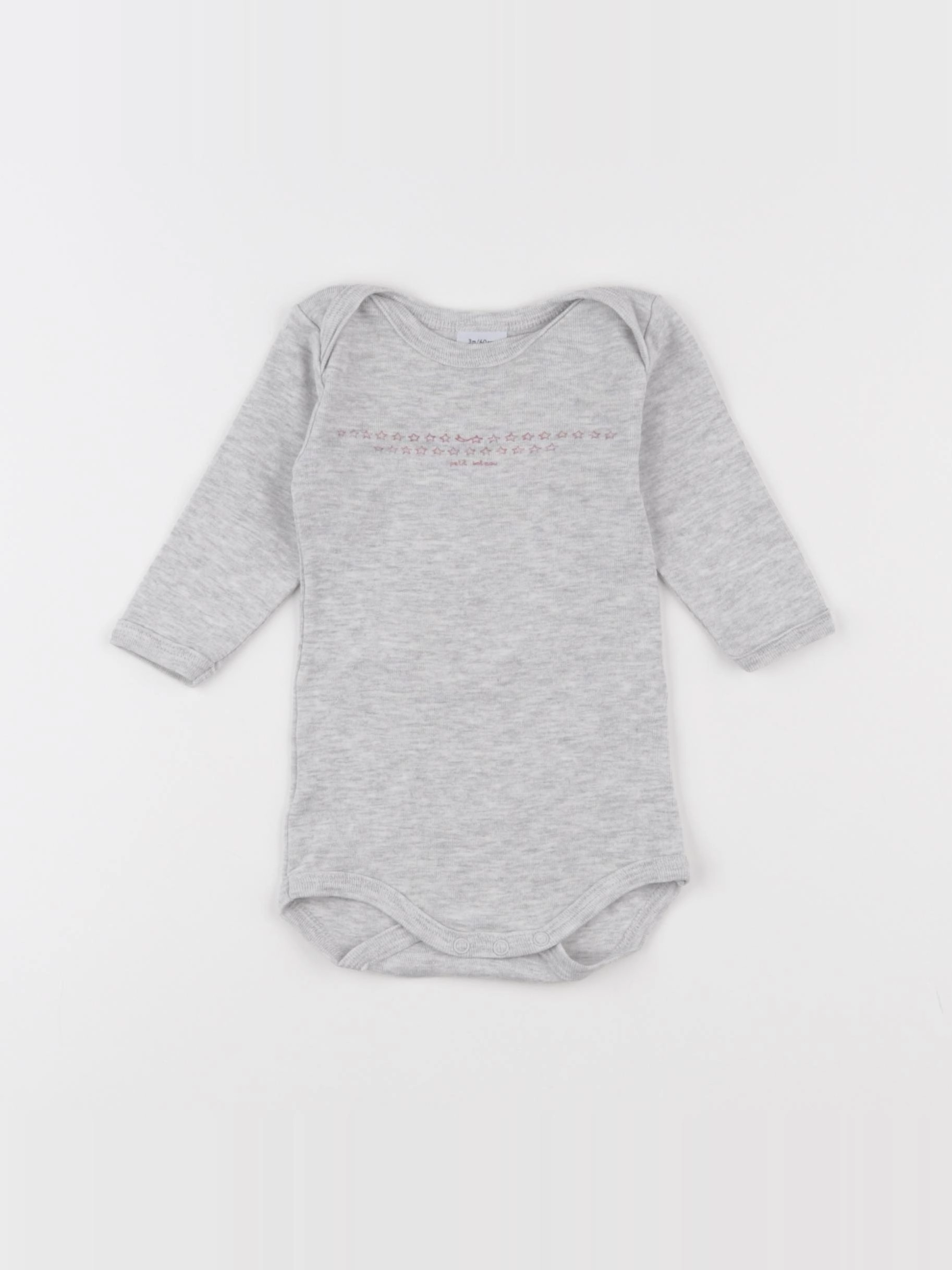 Petit Bateau - body gris - 3 mois