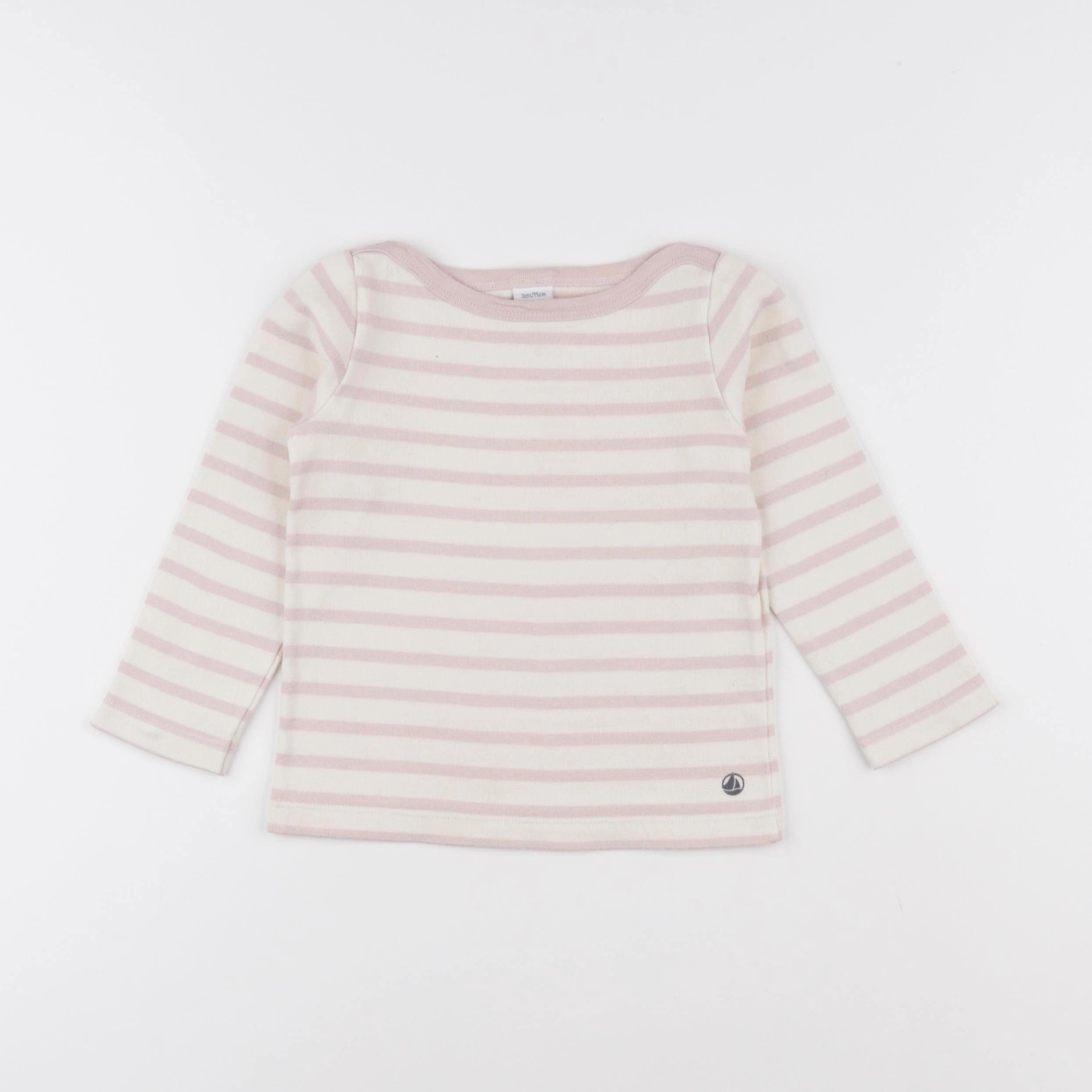 Petit Bateau - tee-shirt blanc, rose - 3 ans