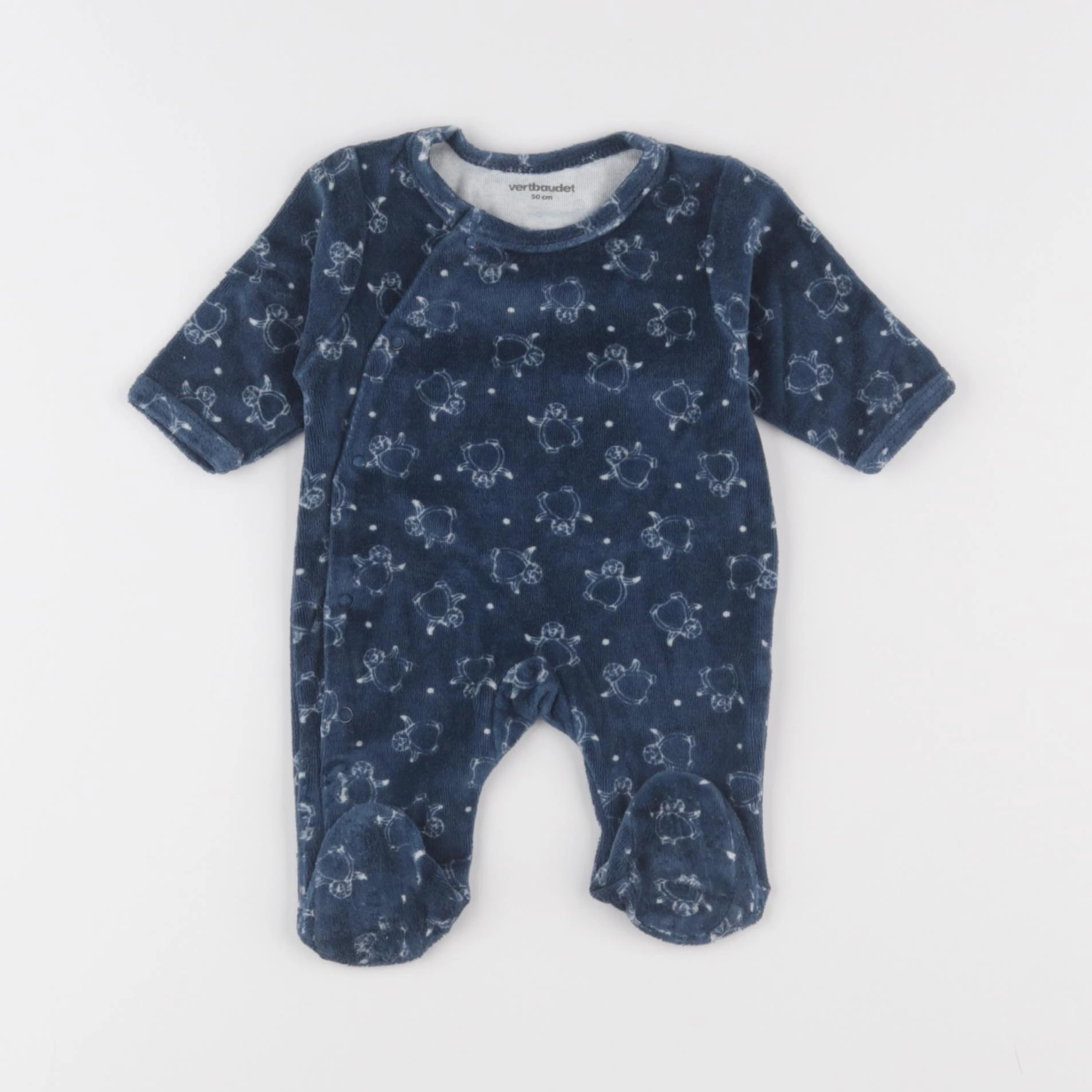 Vertbaudet - pyjama velours bleu - 0 mois