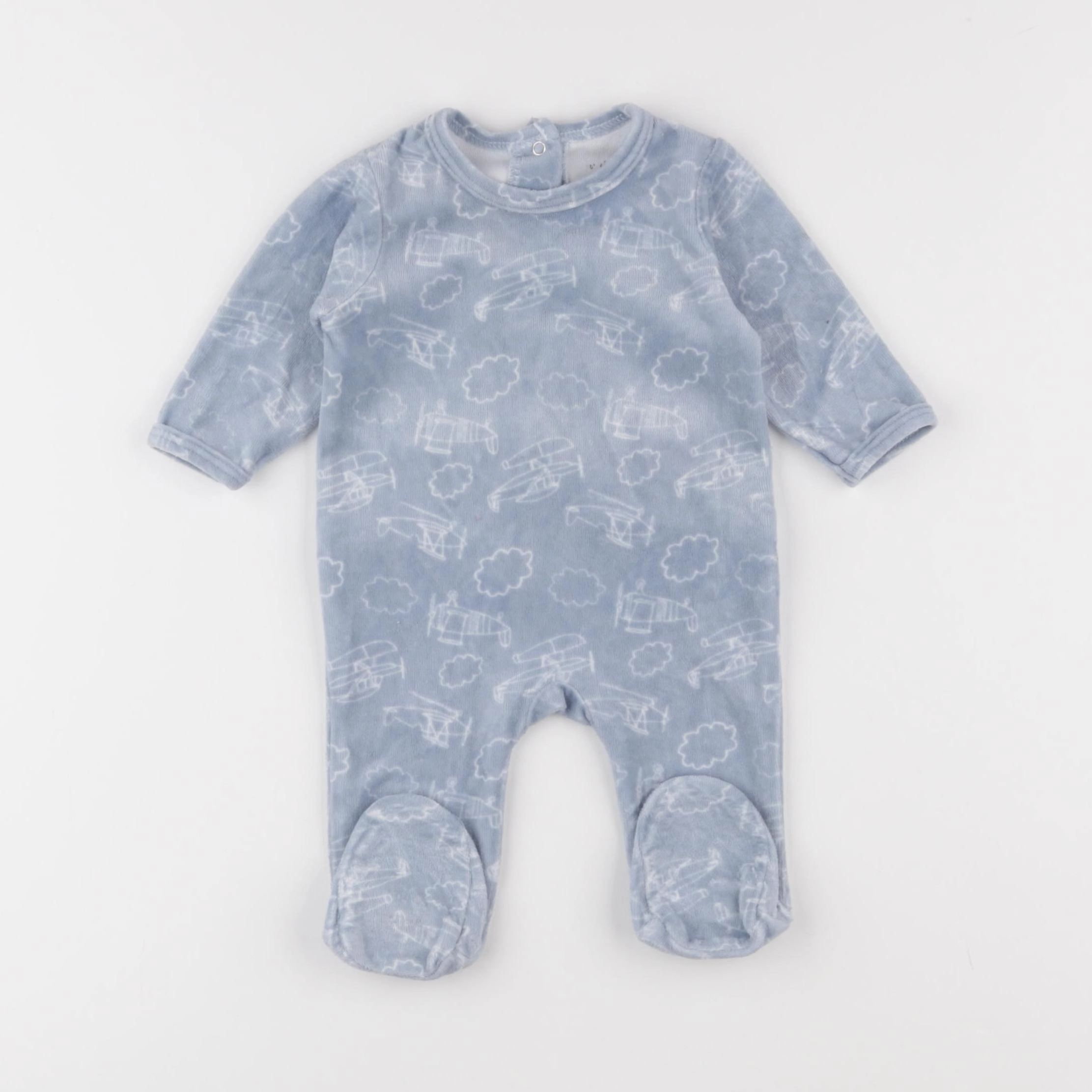Vertbaudet - pyjama velours bleu - 3 mois