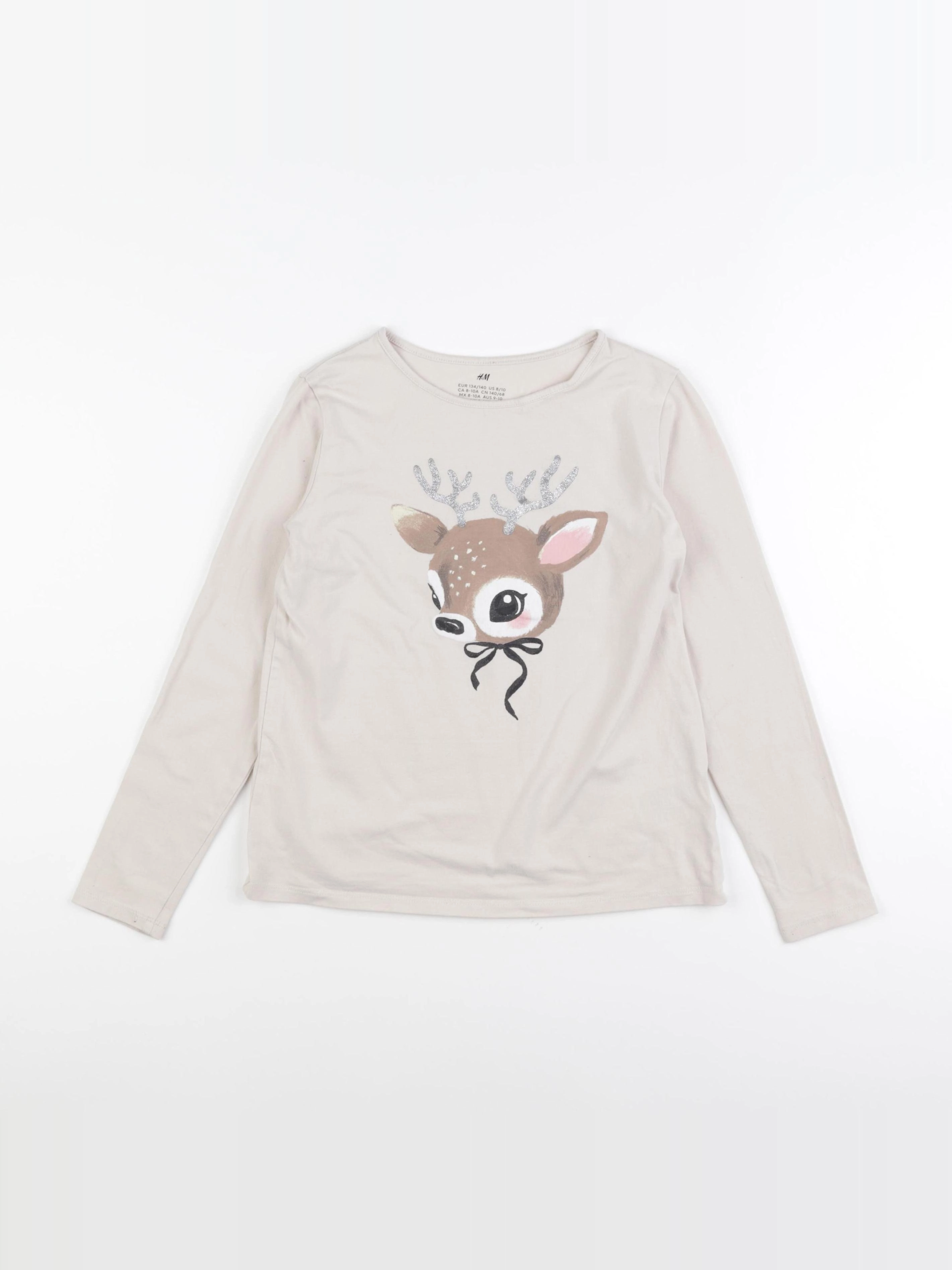 H&M - tee-shirt beige - 8/10 ans