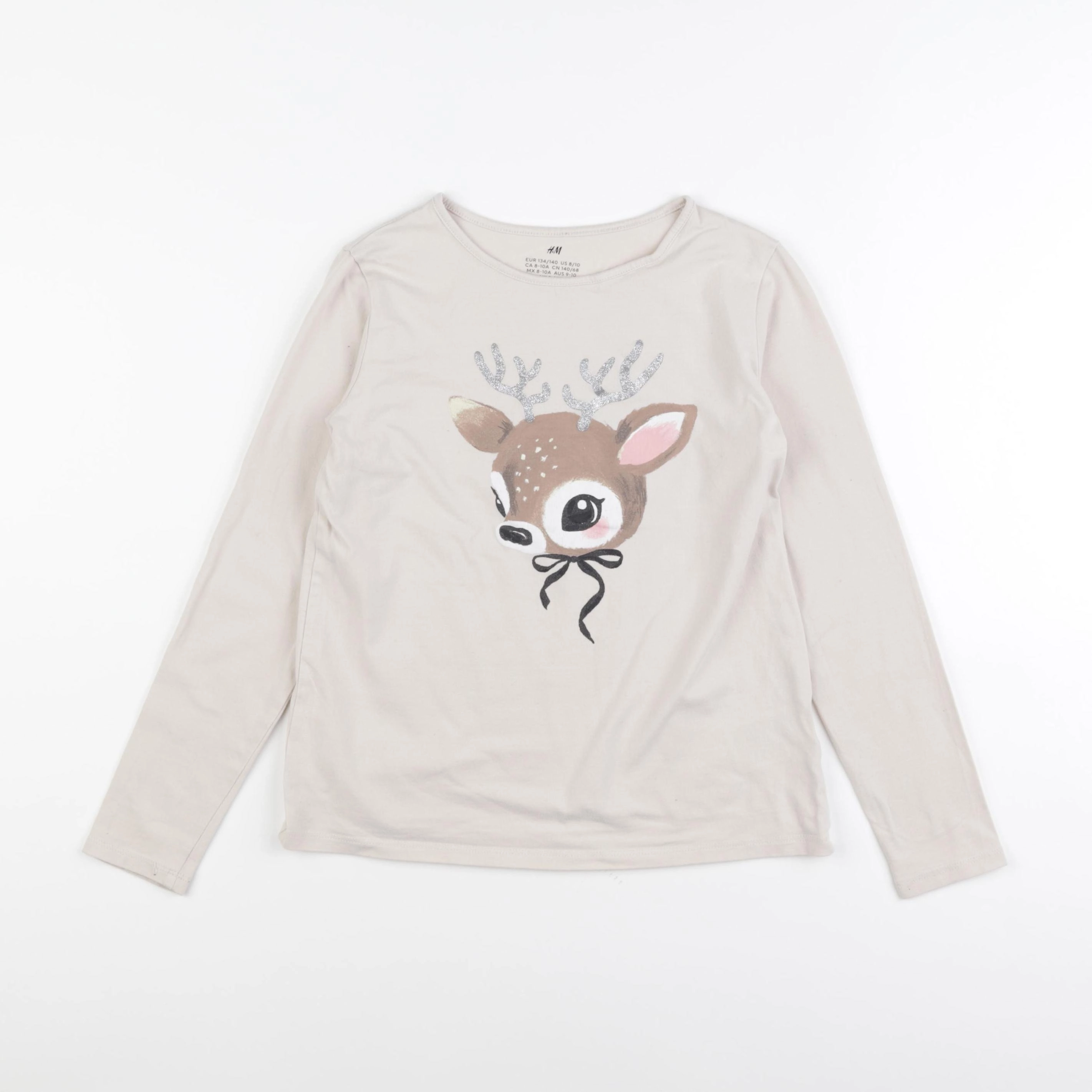 H&M - tee-shirt beige - 8/10 ans