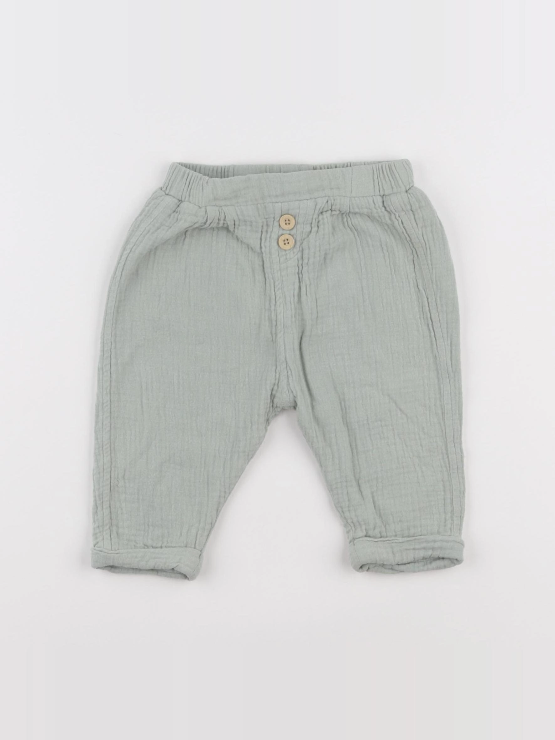 Vertbaudet - pantalon vert - 9 mois