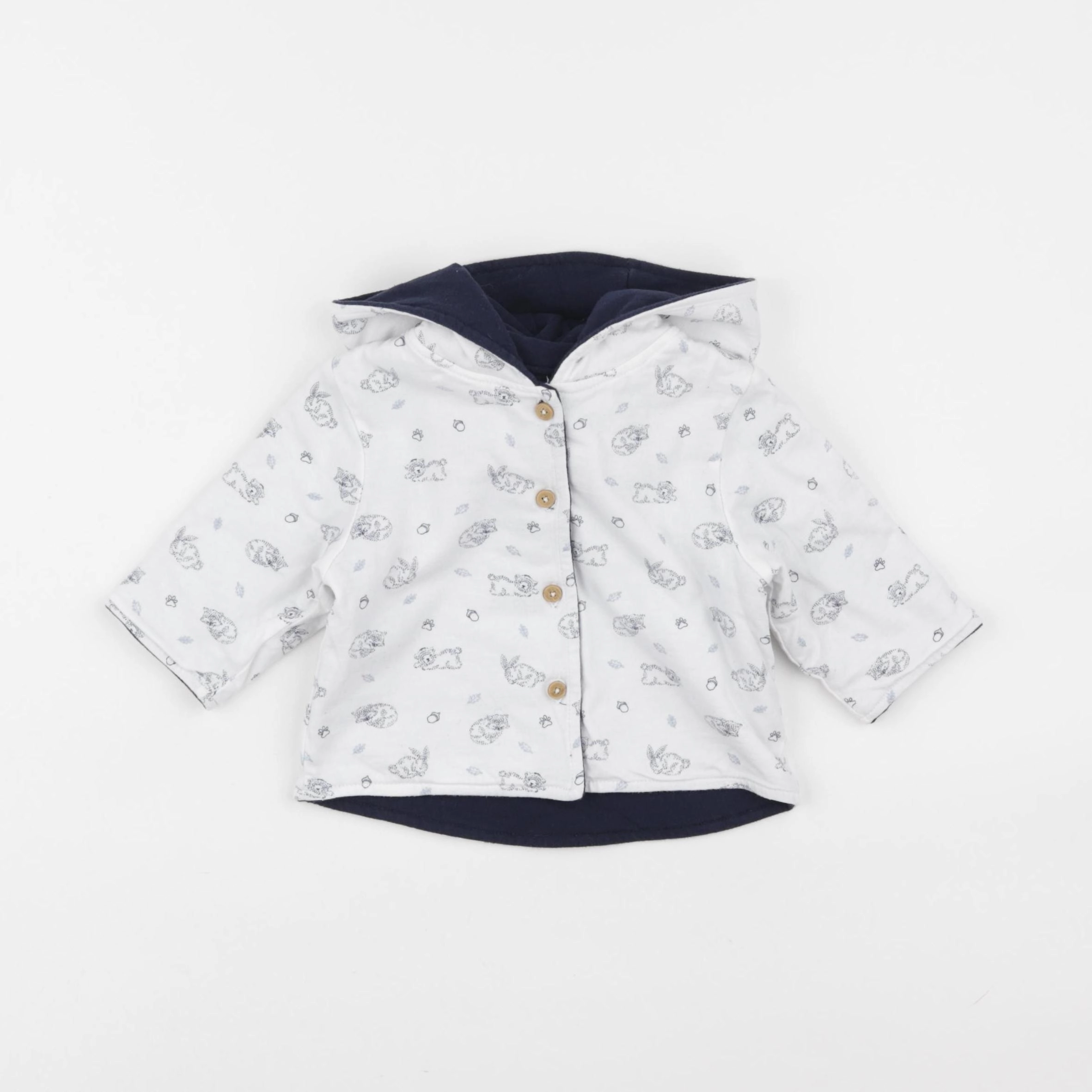 Vertbaudet - sweat réversible blanc - 9 mois