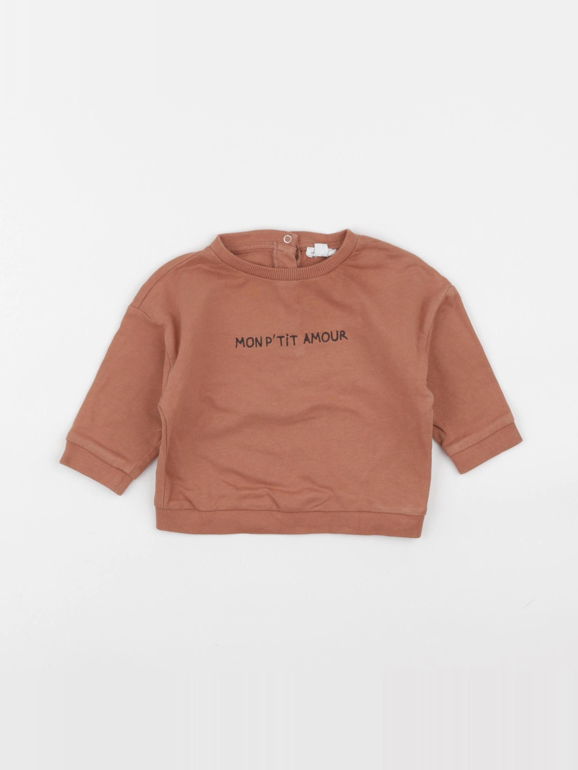 Vertbaudet - sweat marron - 9 mois