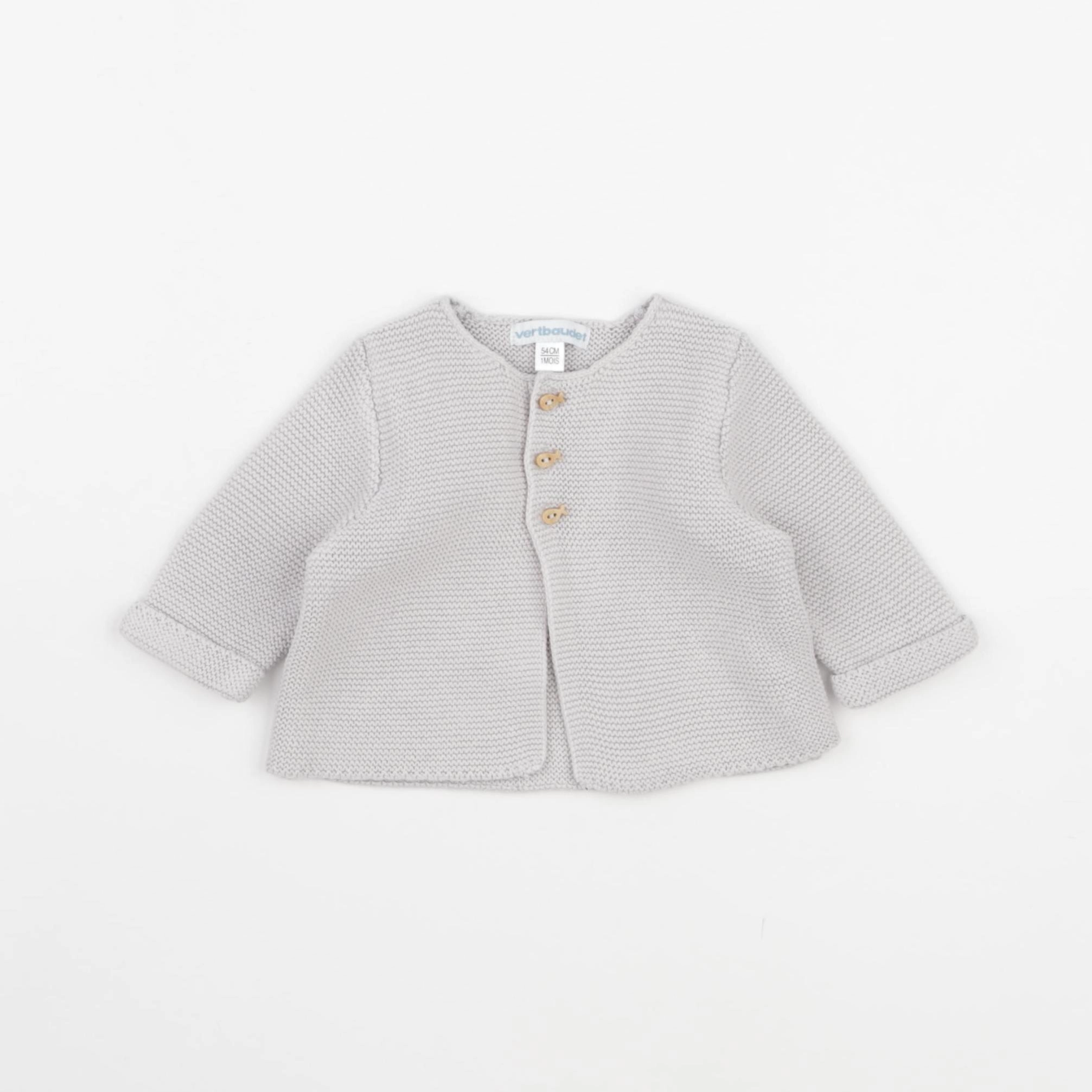 Vertbaudet - gilet gris - 1 mois