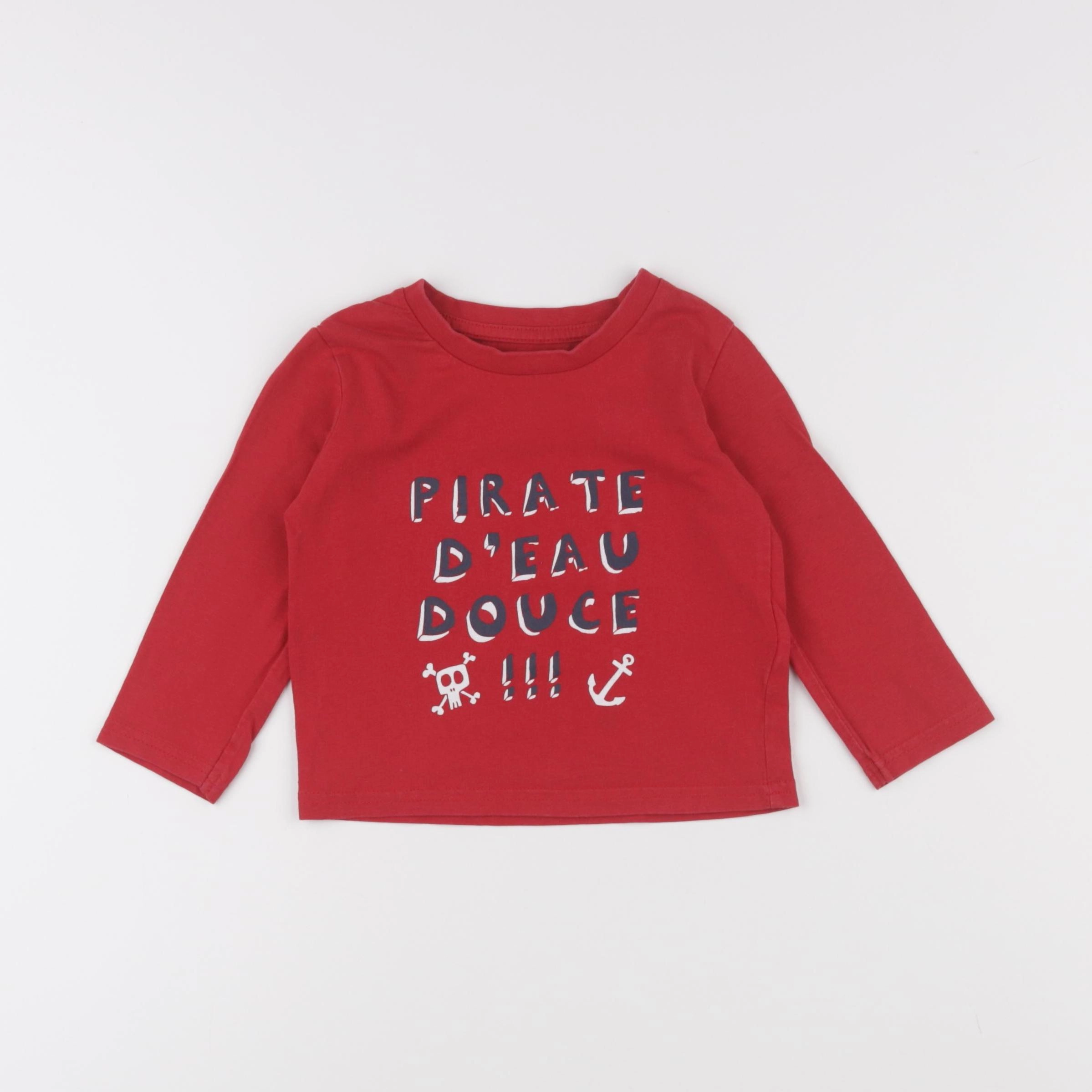 Vertbaudet - tee-shirt rouge - 2 ans