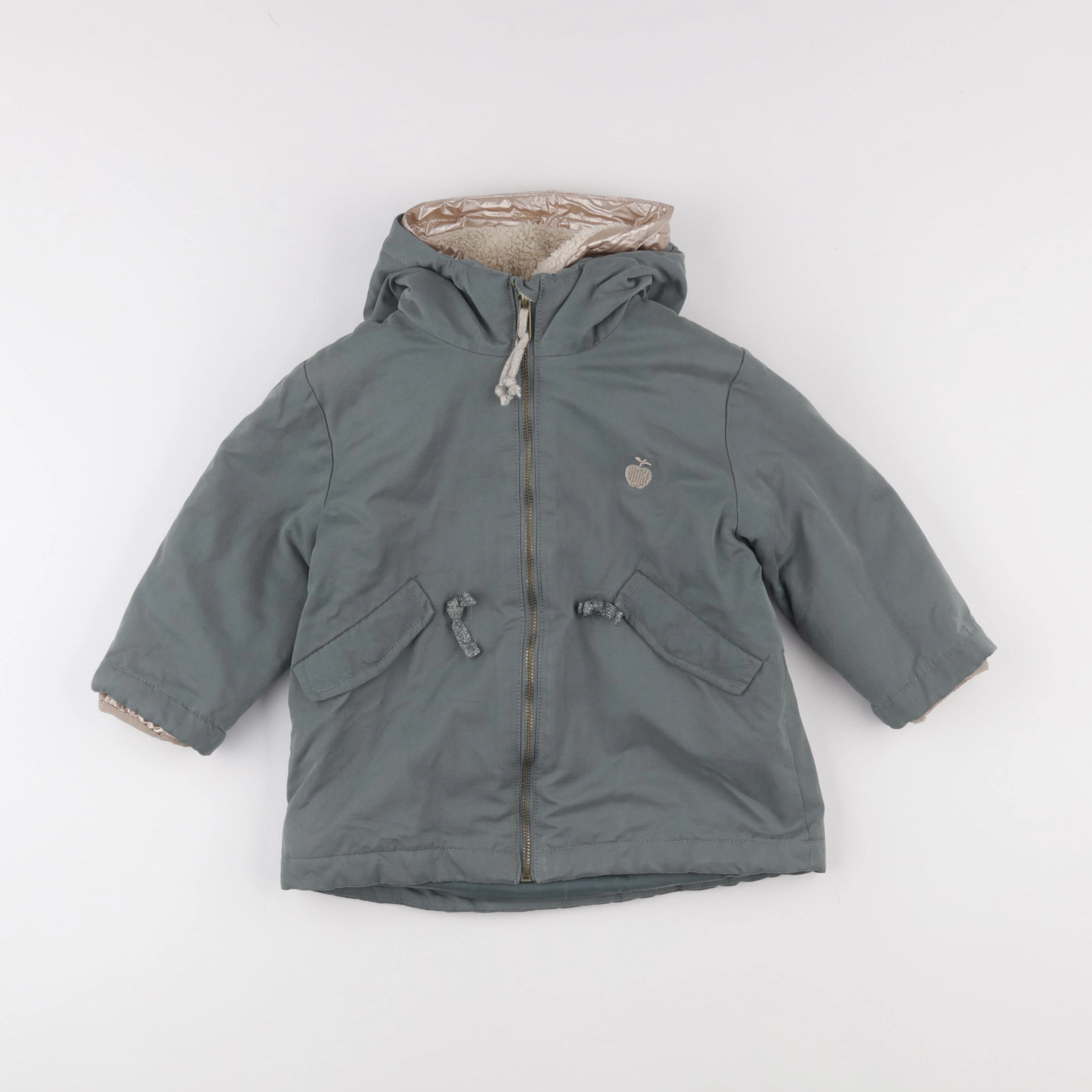 Vertbaudet - manteau doublure amovible vert - 4 ans