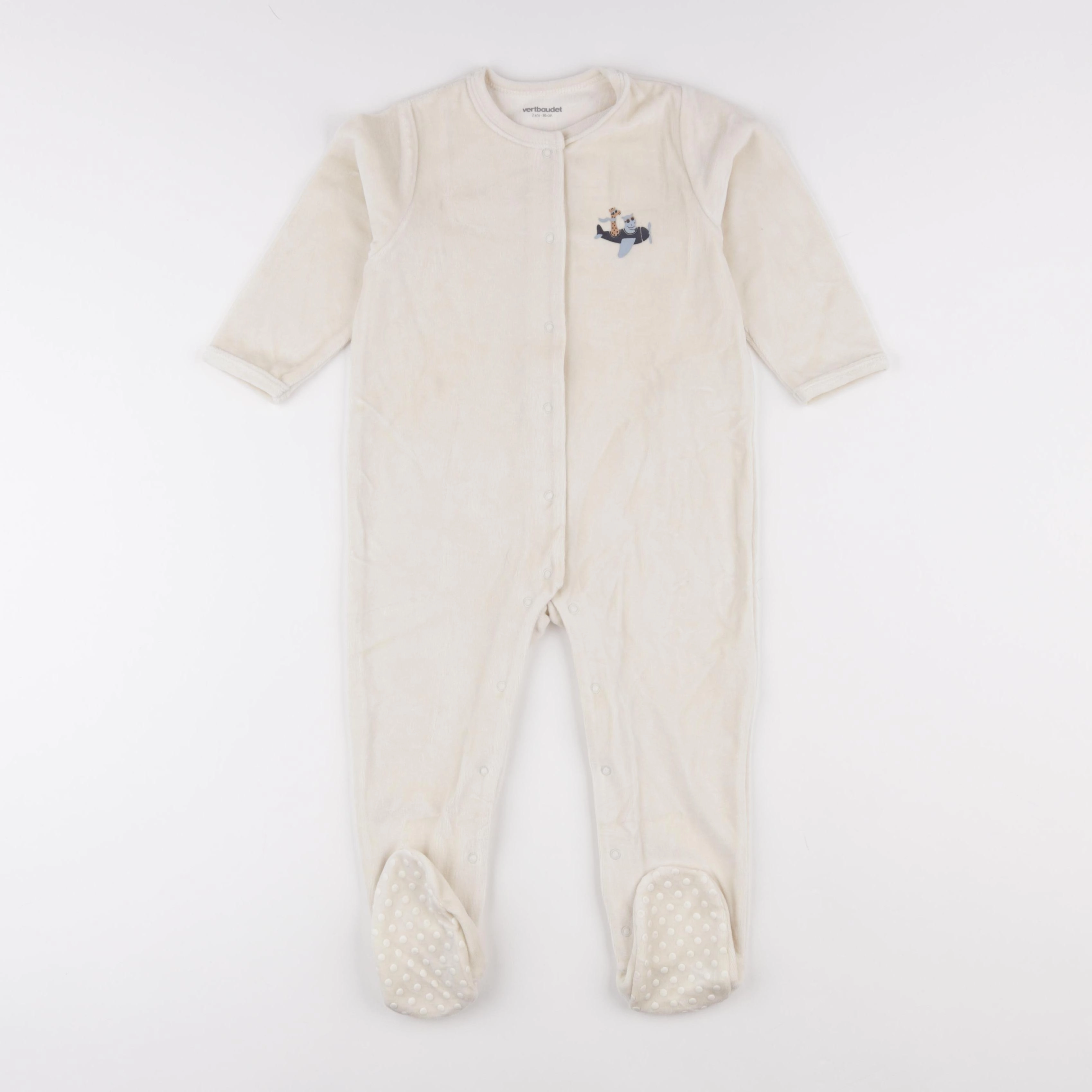 Vertbaudet - pyjama velours beige - 2 ans