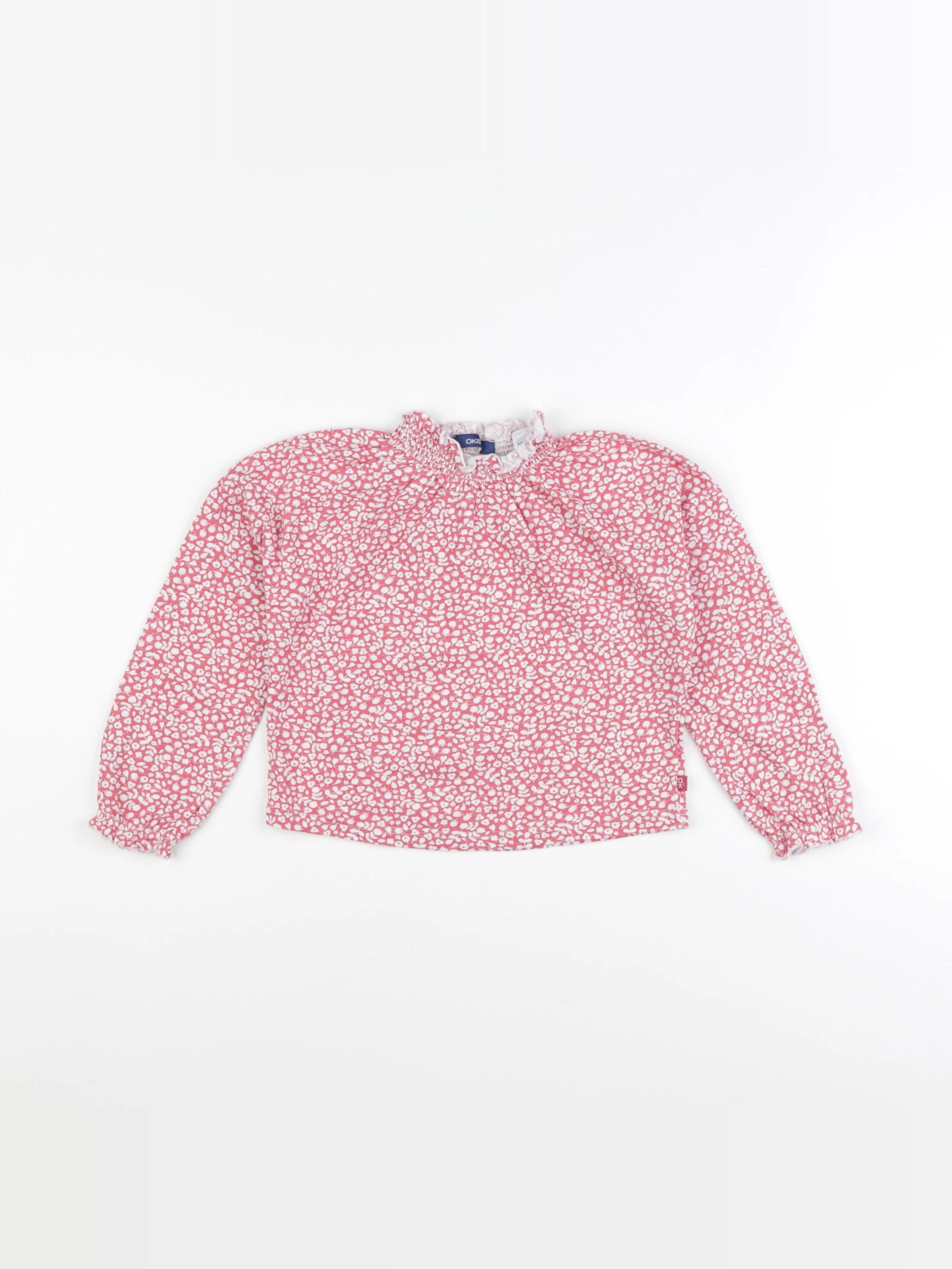 Okaidi - tee-shirt blanc, rose - 4 ans
