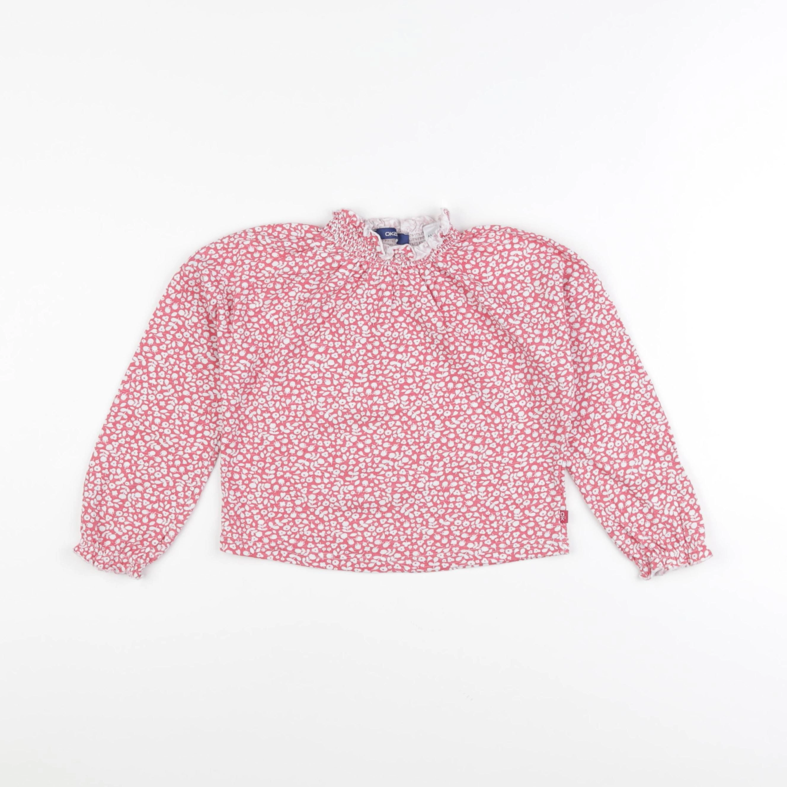 Okaidi - tee-shirt blanc, rose - 4 ans