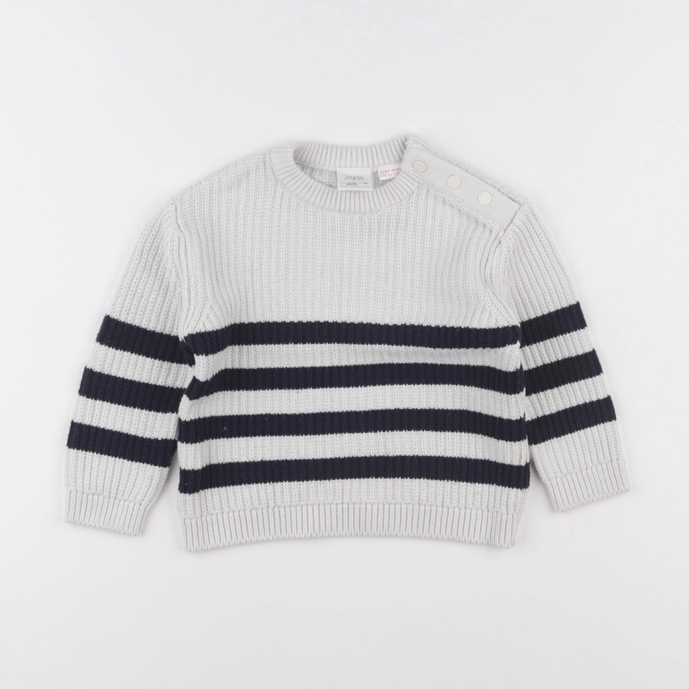 Zara - pull blanc, bleu - 18/24 mois