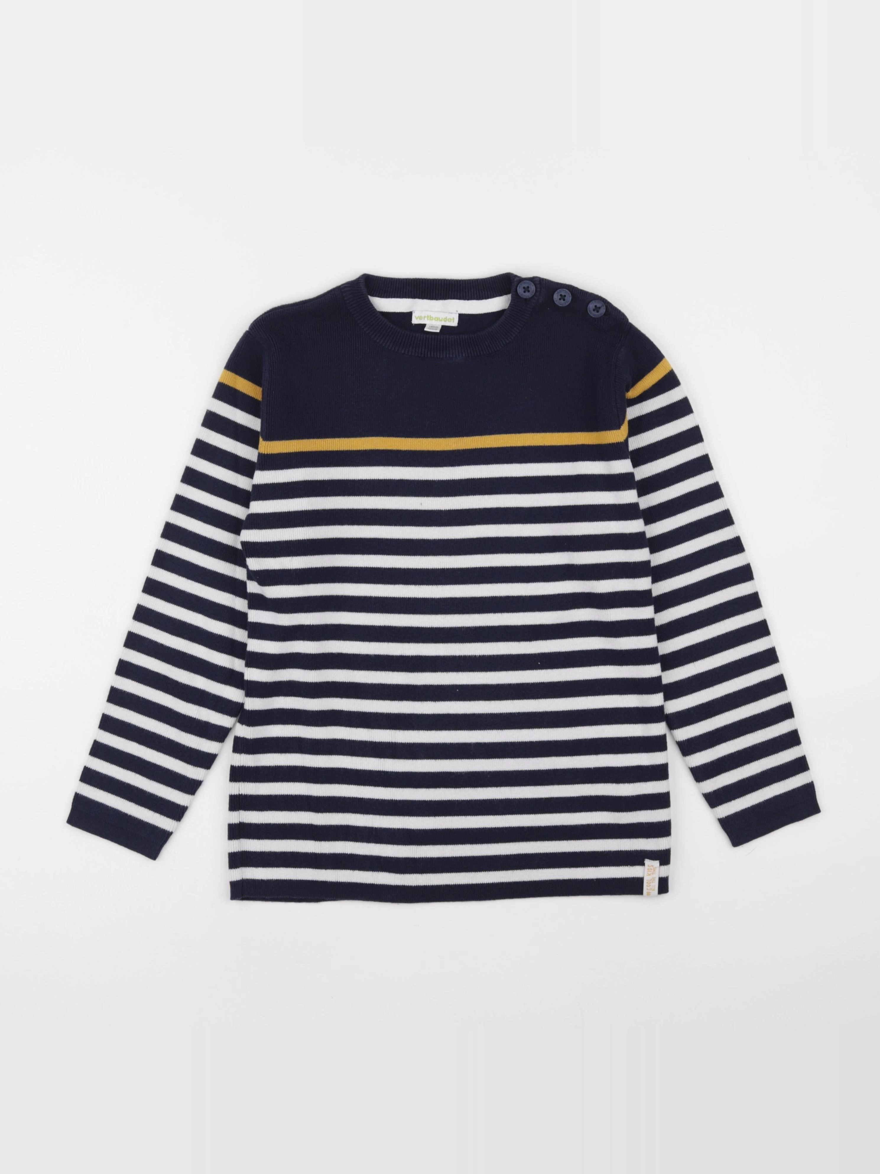 Vertbaudet - pull bleu, blanc - 10 ans