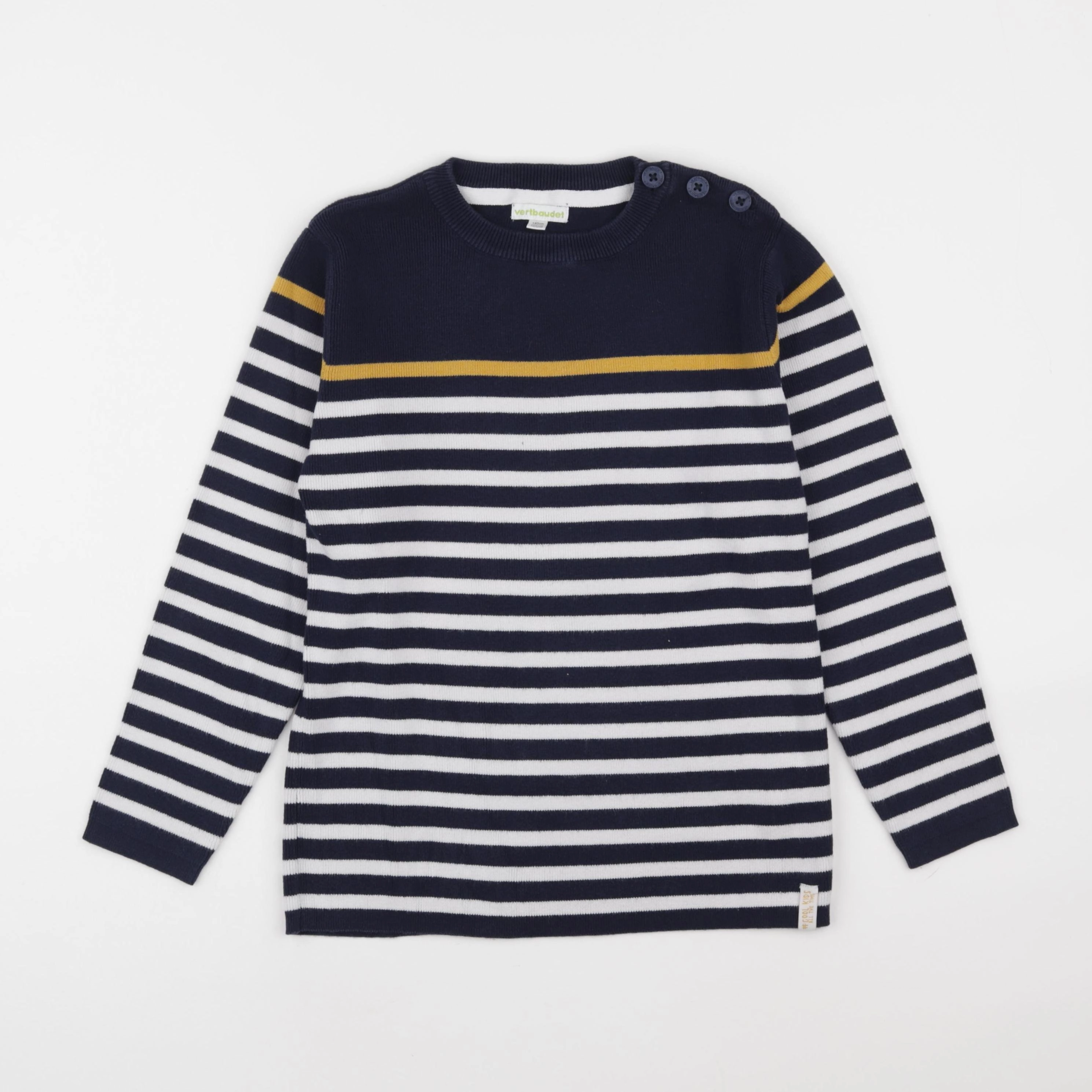 Vertbaudet - pull bleu, blanc - 10 ans