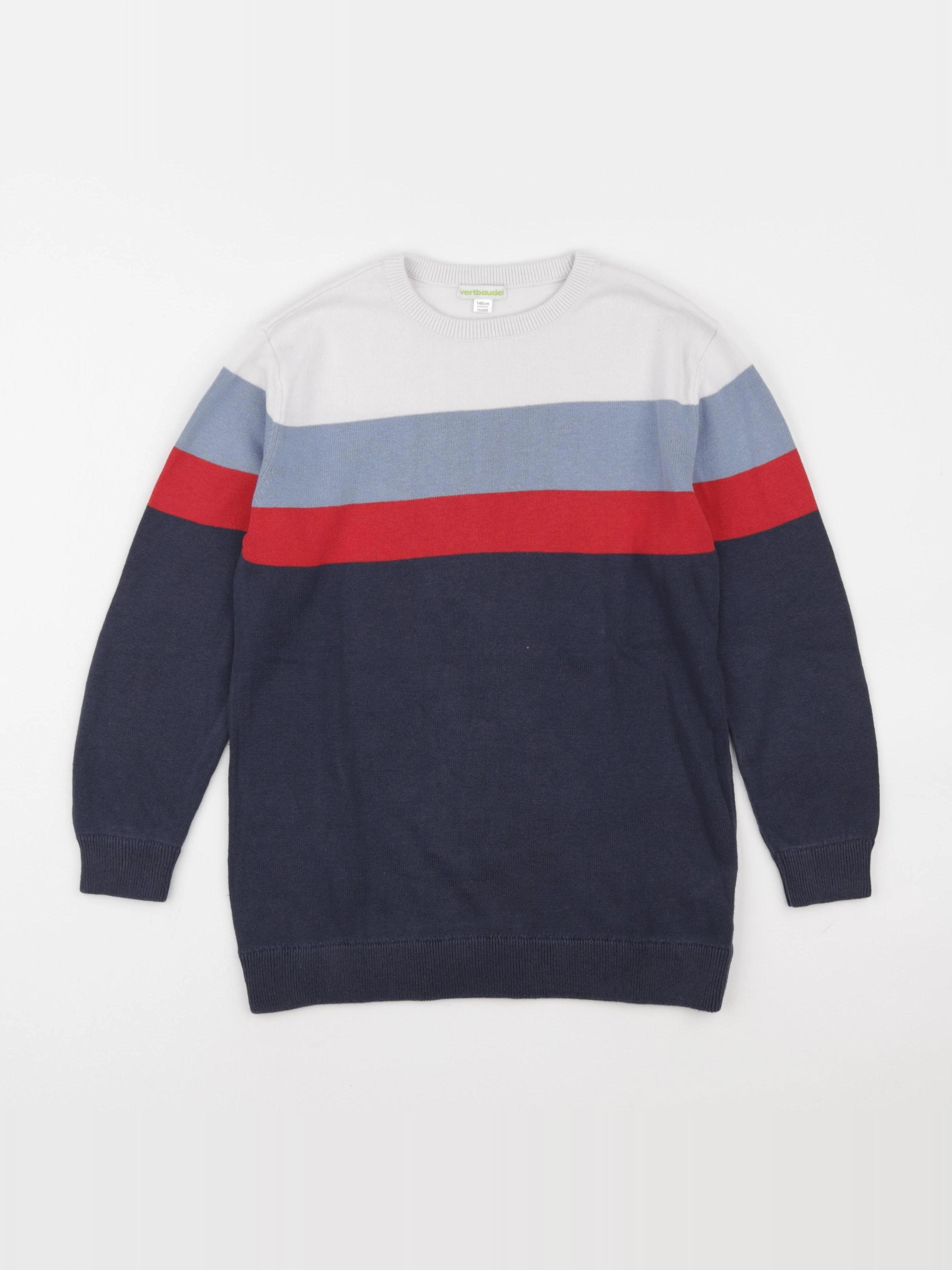 Vertbaudet - pull bleu, blanc, rouge - 10 ans