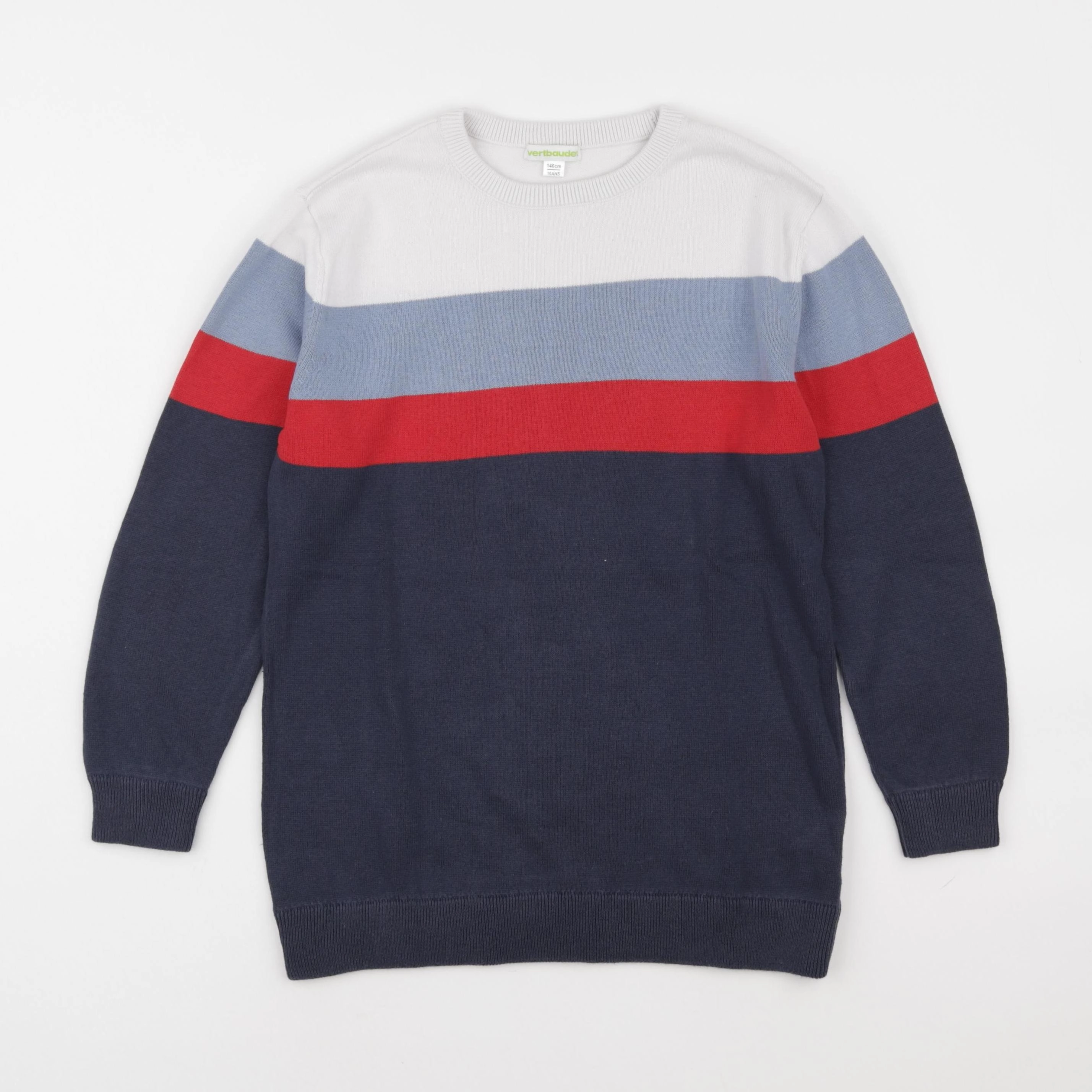 Vertbaudet - pull bleu, blanc, rouge - 10 ans