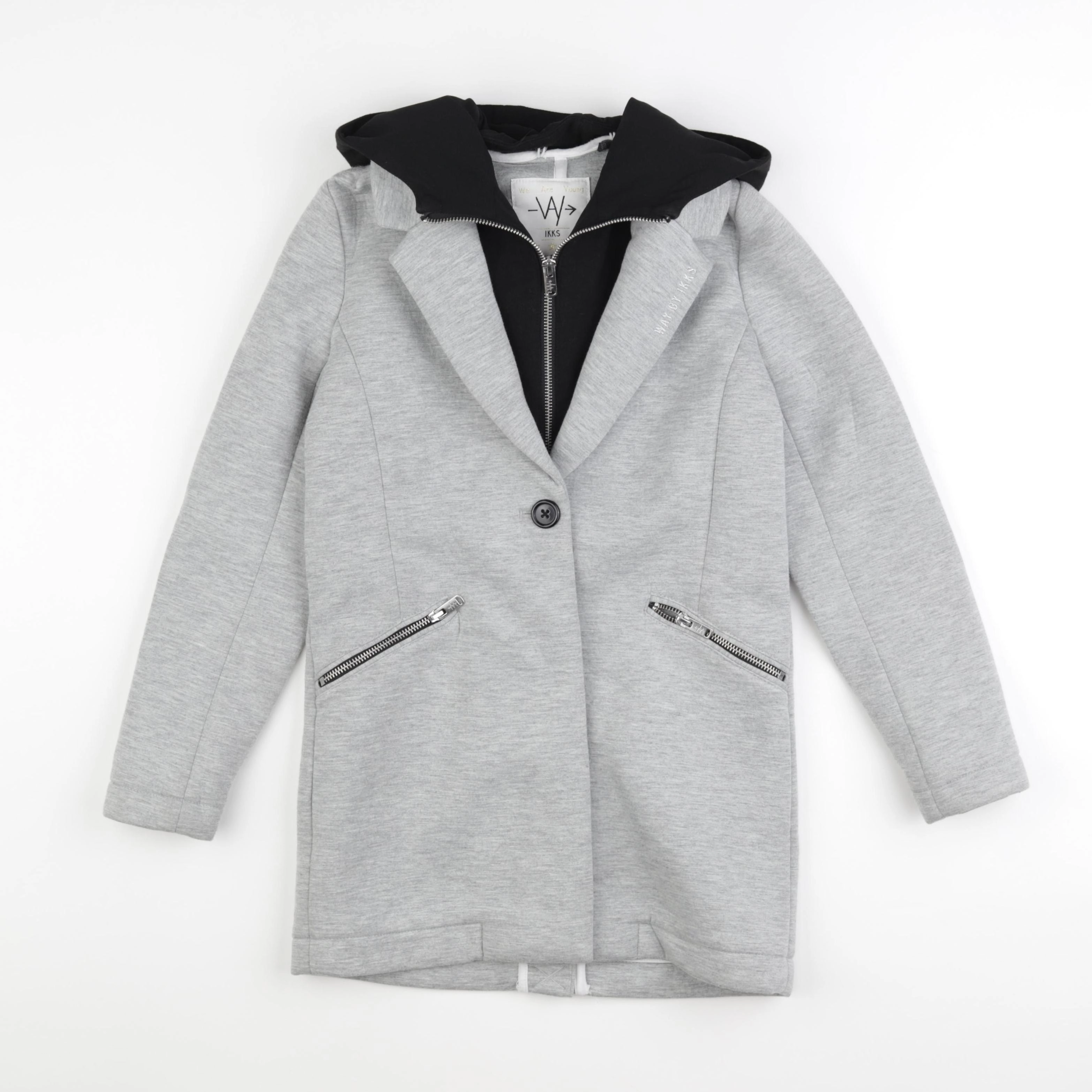 IKKS - manteau gris, noir - 10 ans