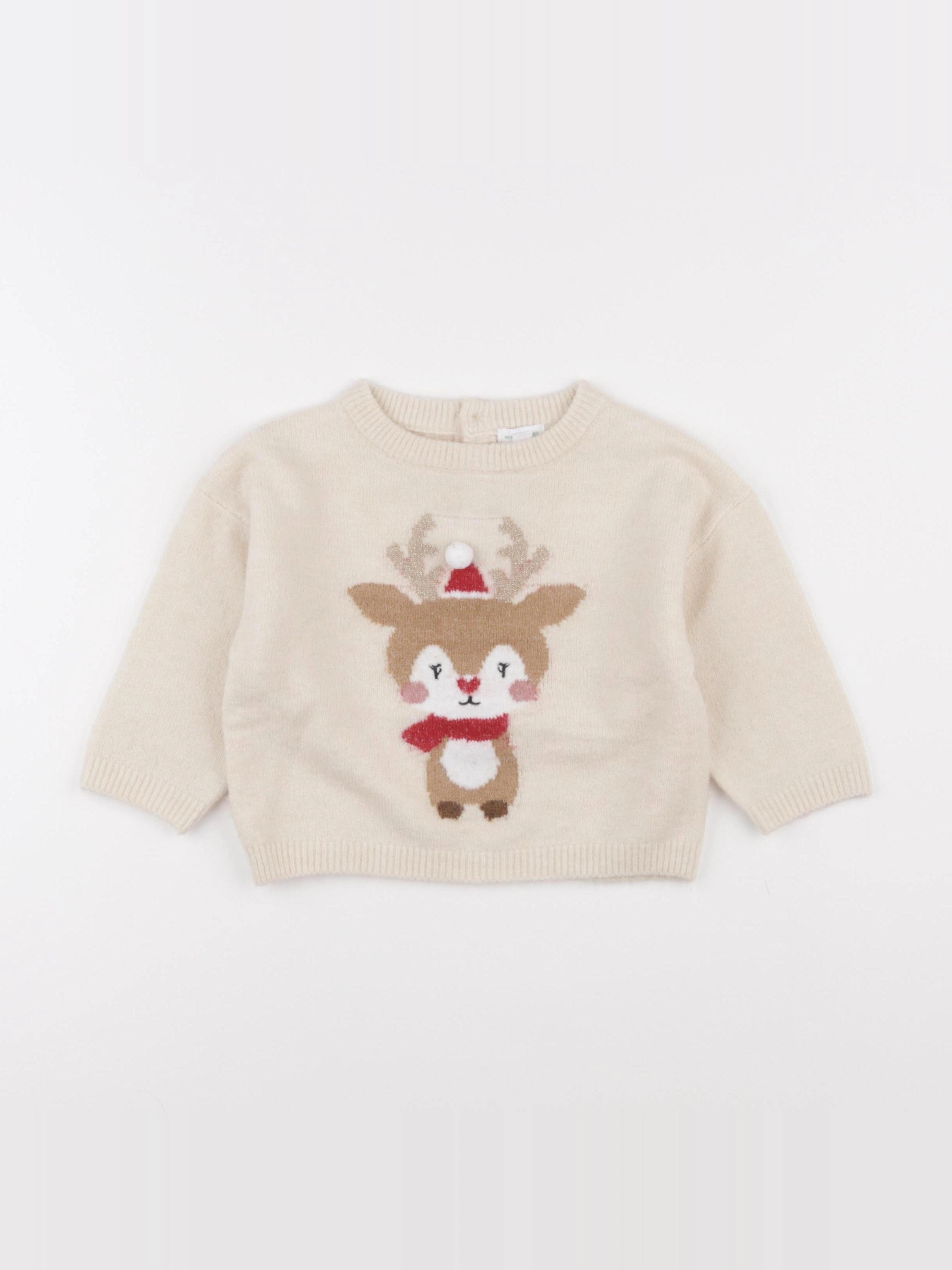 Vertbaudet - pull beige - 12 mois