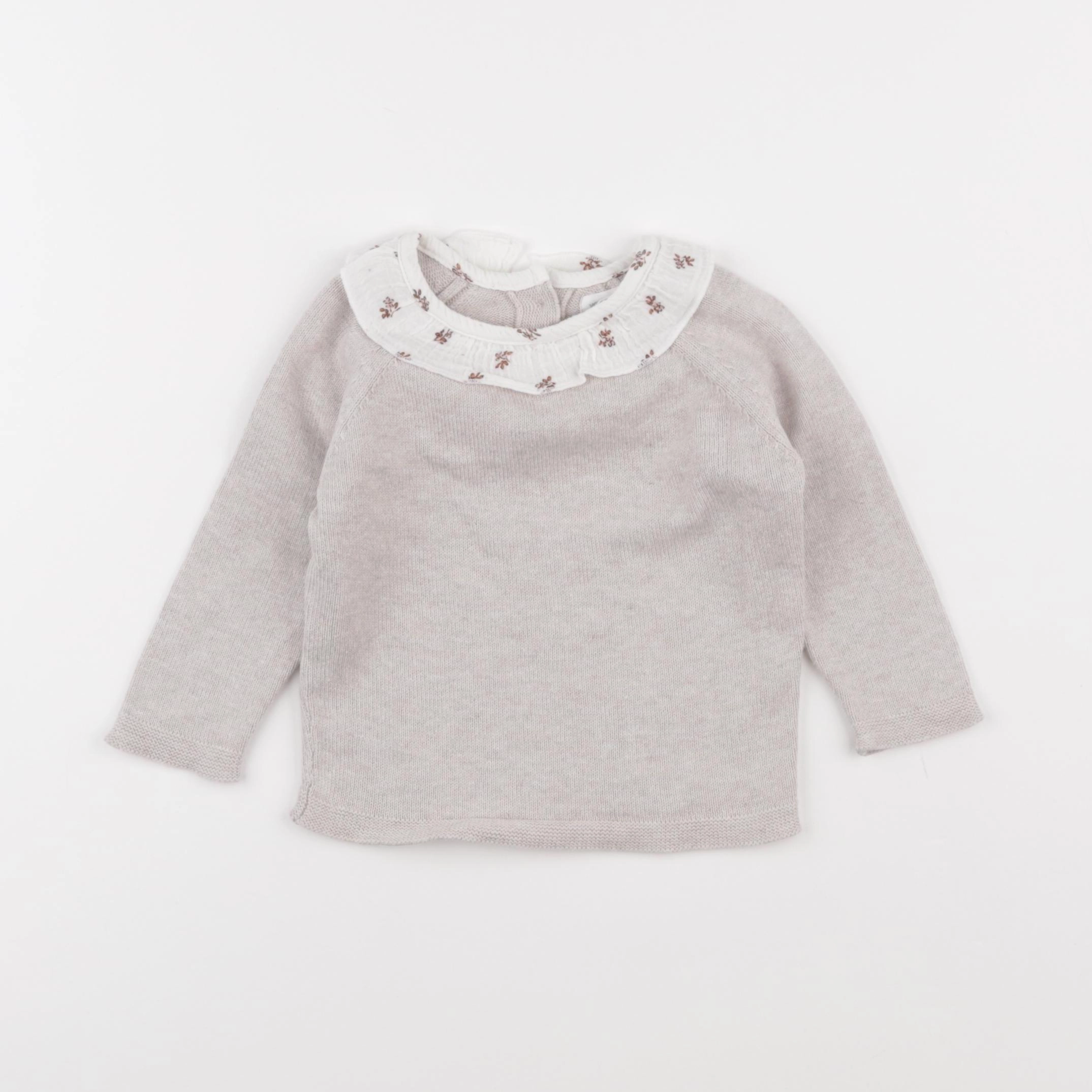 Vertbaudet - pull gris - 12 mois