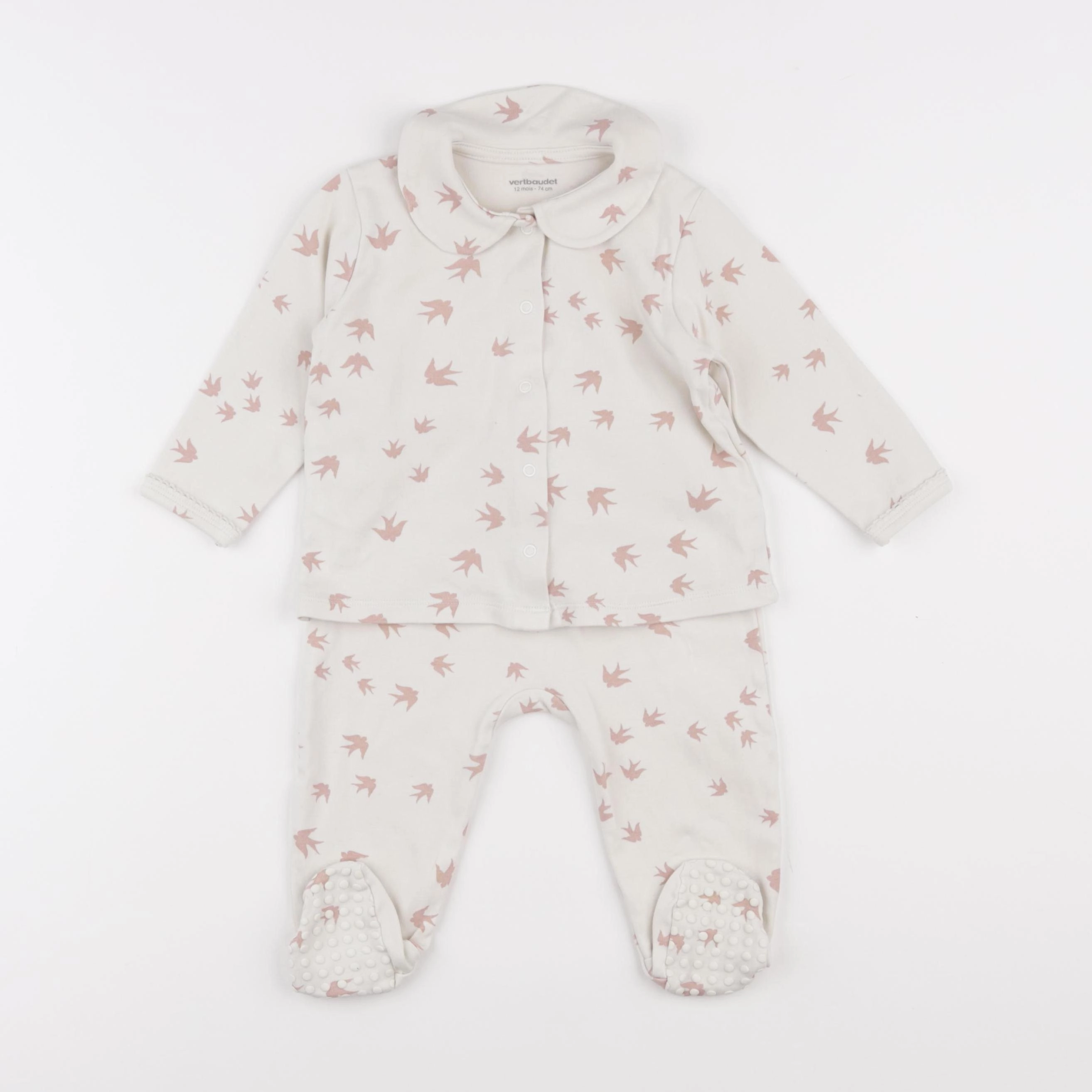 Vertbaudet - pyjama coton beige - 12 mois