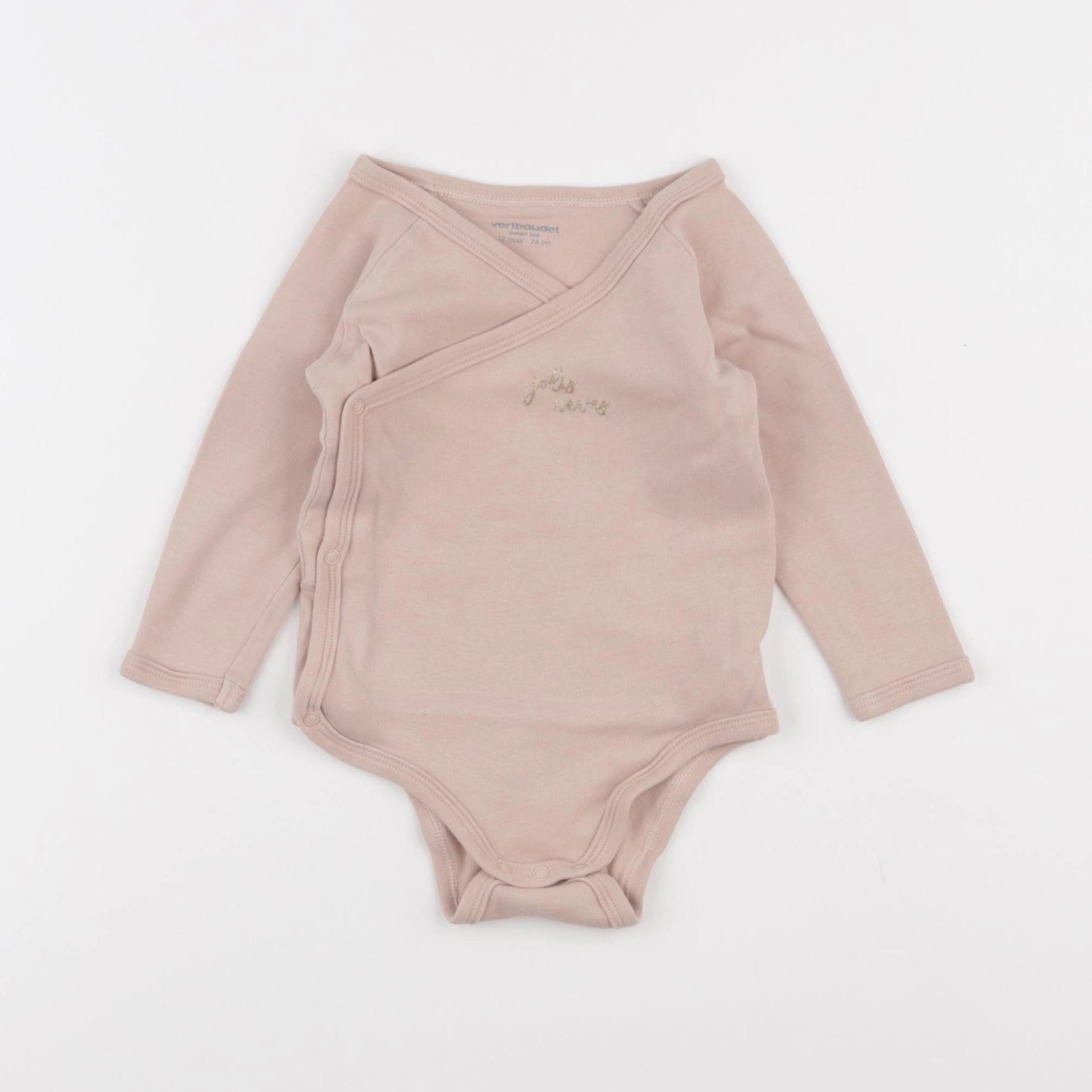 Vertbaudet - body rose - 12 mois