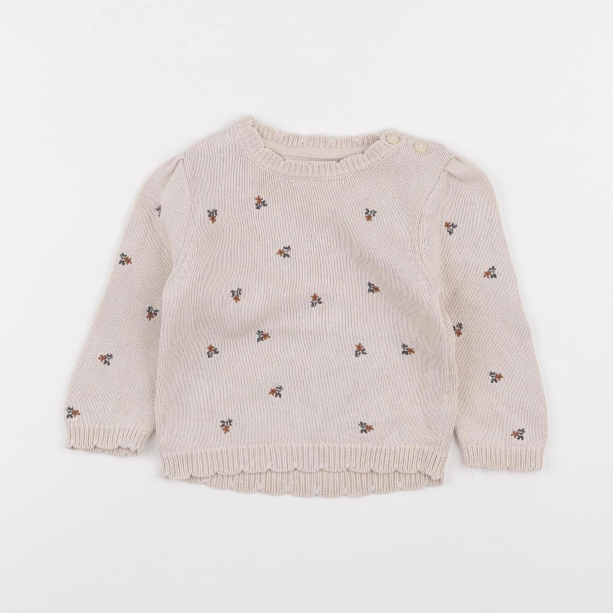 Vertbaudet - pull beige - 12 mois